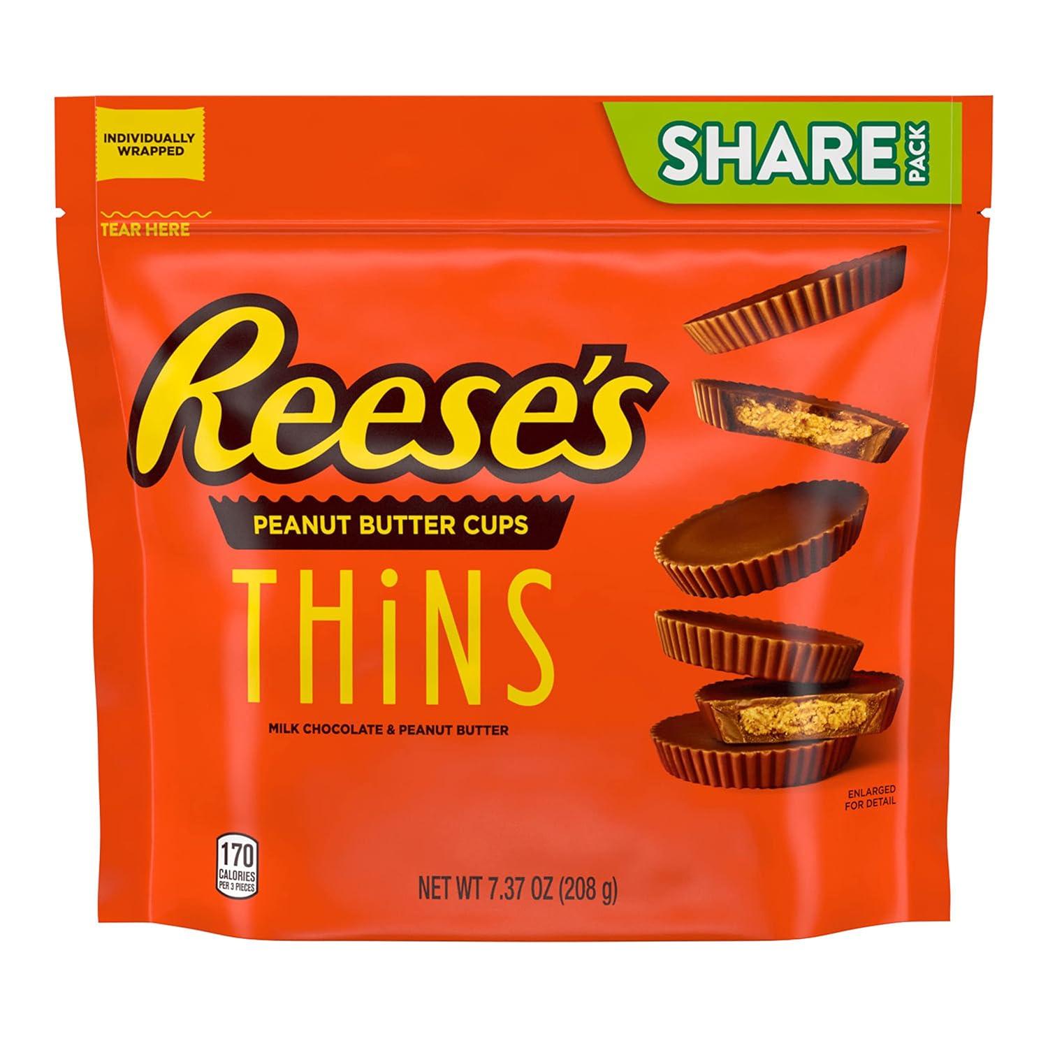imageREESES THiNS Milk Chocolate Peanut Butter Cups Candy Party Pack 2405 ozMilk Chocolate Peanut Butter