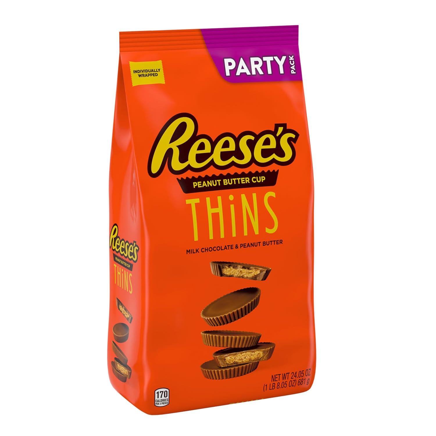 imageREESES THiNS Milk Chocolate Peanut Butter Cups Candy Party Pack 2405 ozPeanut Butter