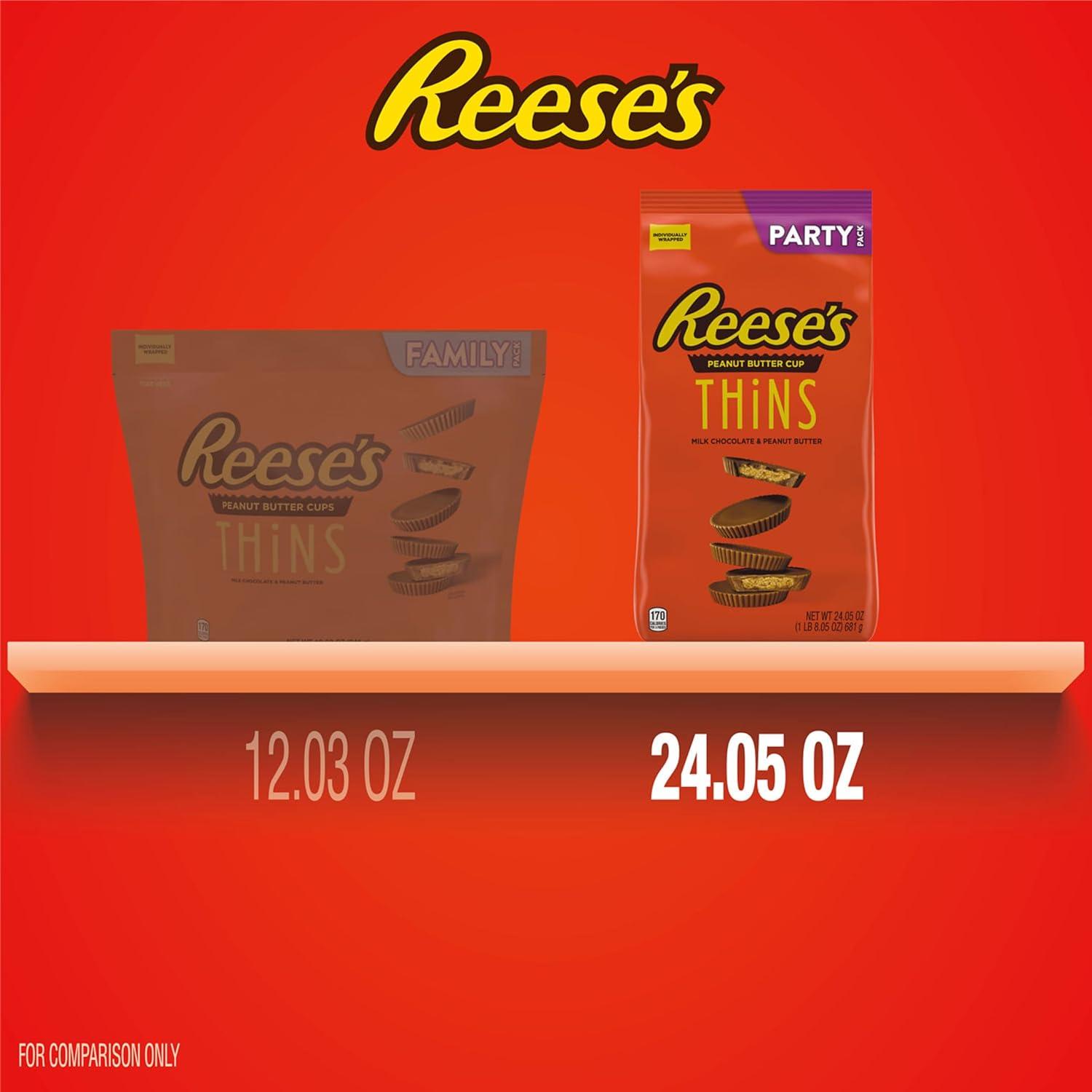 imageREESES THiNS Milk Chocolate Peanut Butter Cups Candy Party Pack 2405 ozPeanut Butter