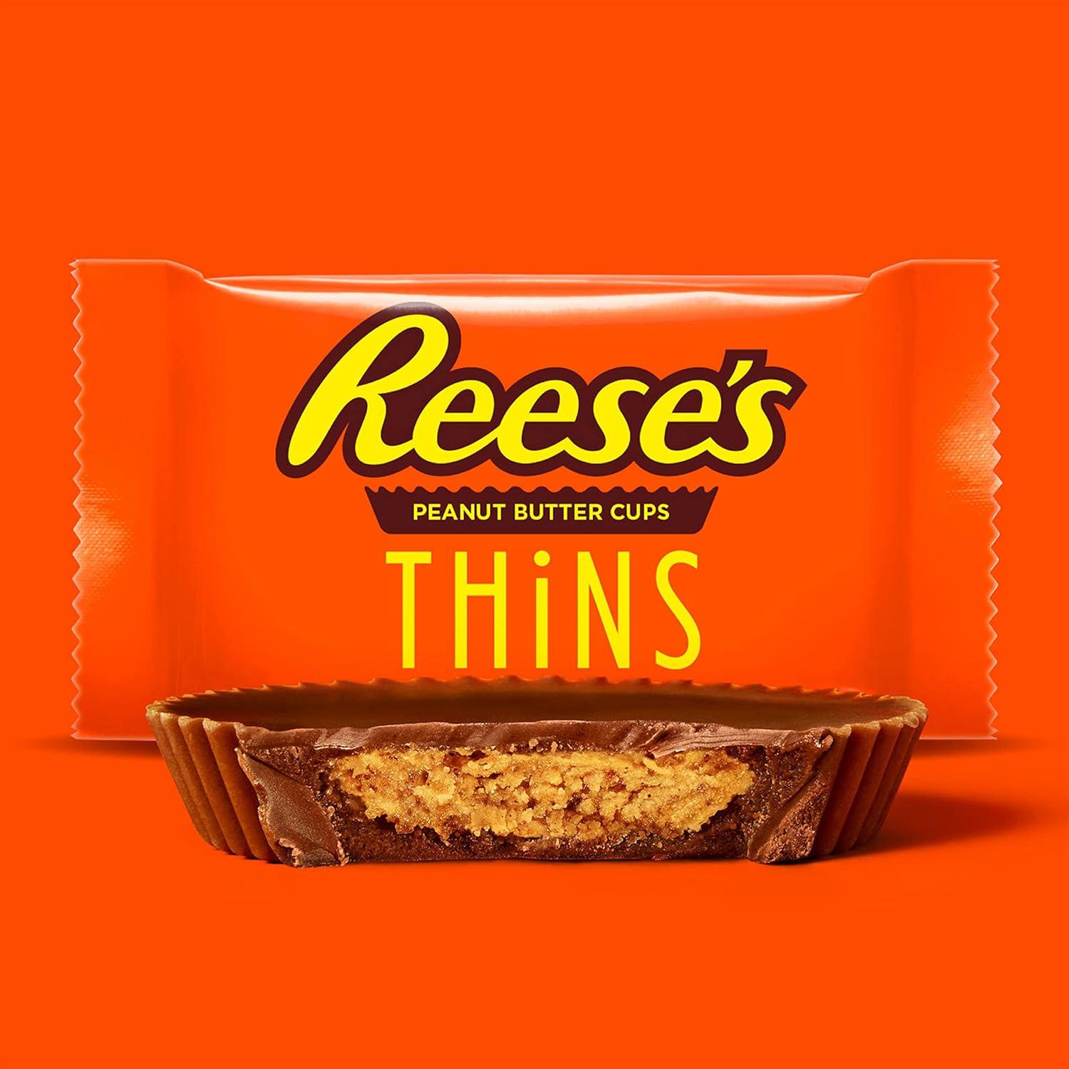 imageREESES THiNS Milk Chocolate Peanut Butter Cups Candy Party Pack 2405 ozPeanut Butter