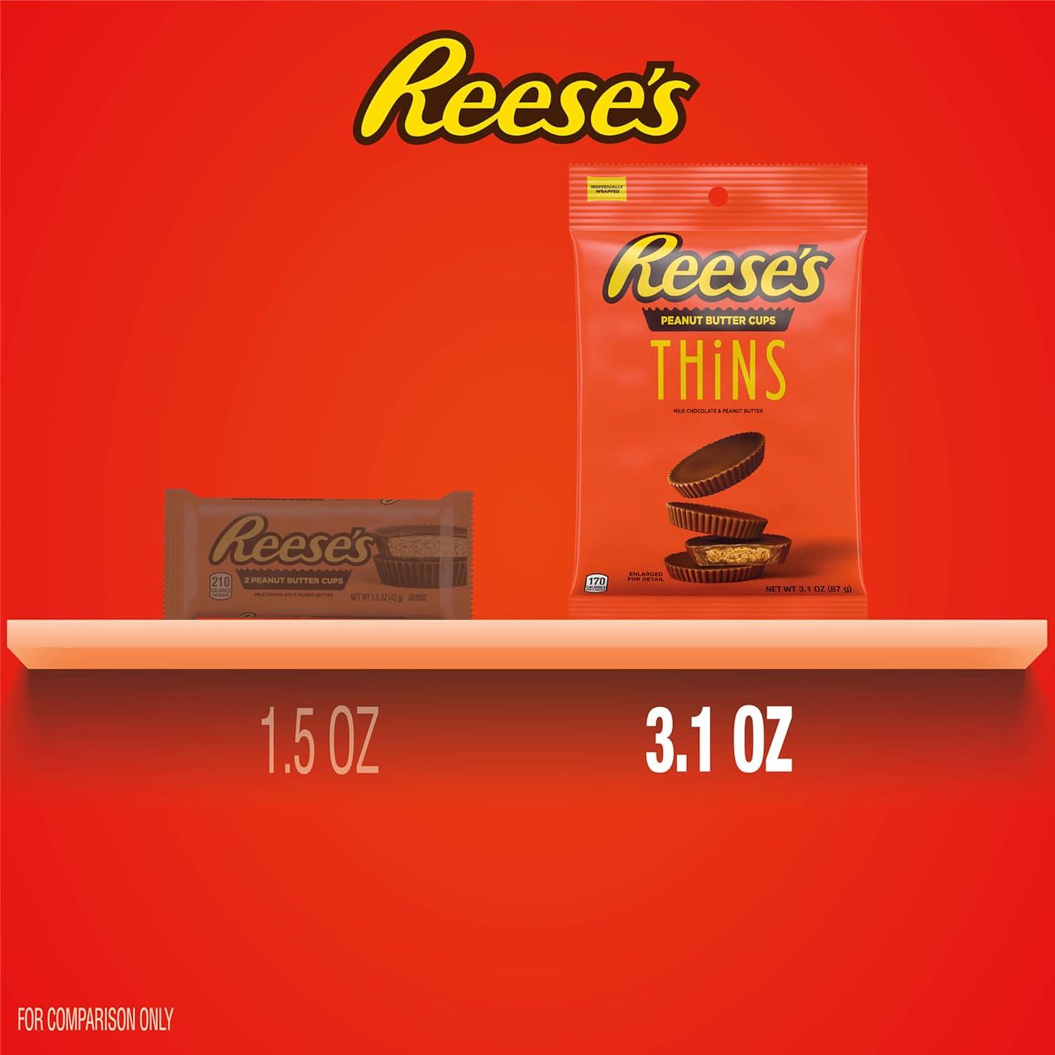 imageREESES THiNS Milk Chocolate Peanut Butter Cups Candy Party Pack 2405 ozPeanut Milk Chocolate