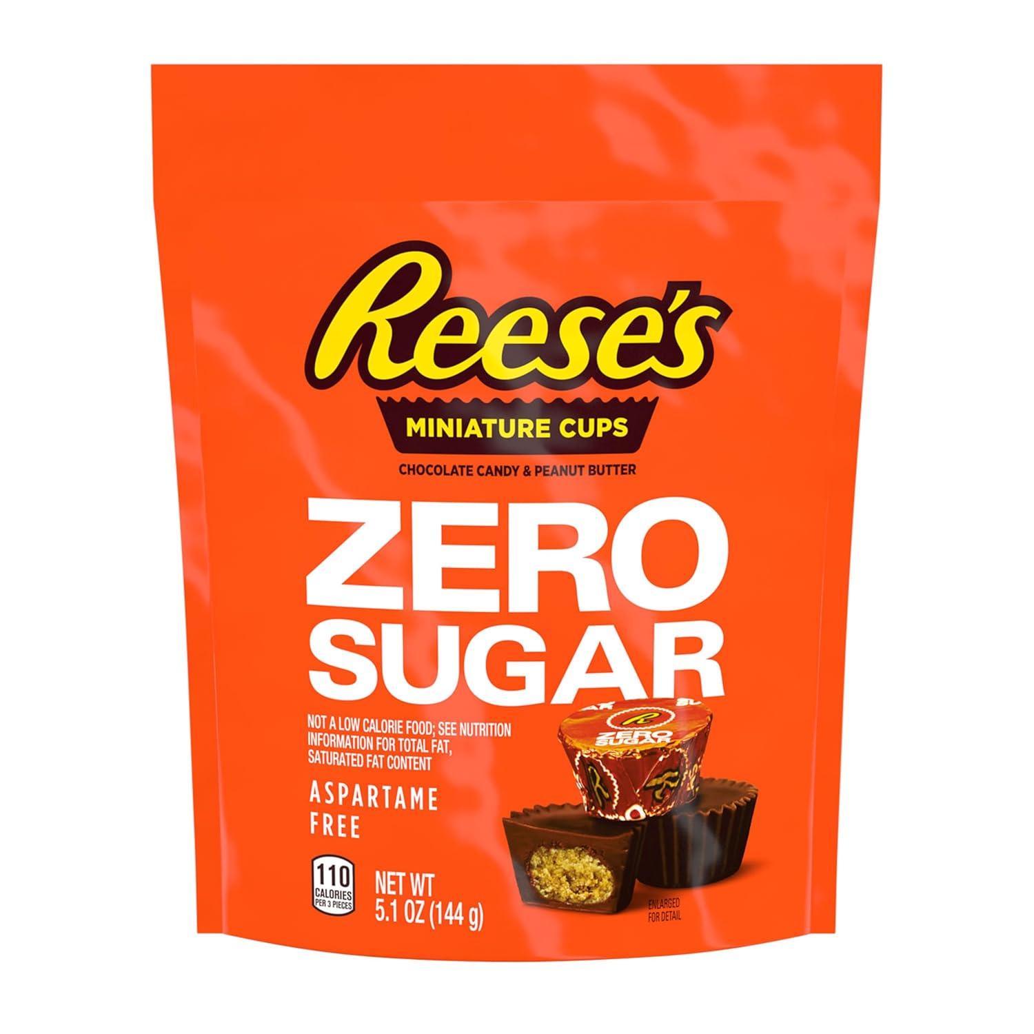 imageREESES Zero Sugar Miniatures Chocolate Peanut Butter Cups Candy Bag 51 oz51 Ounce Pack of 2