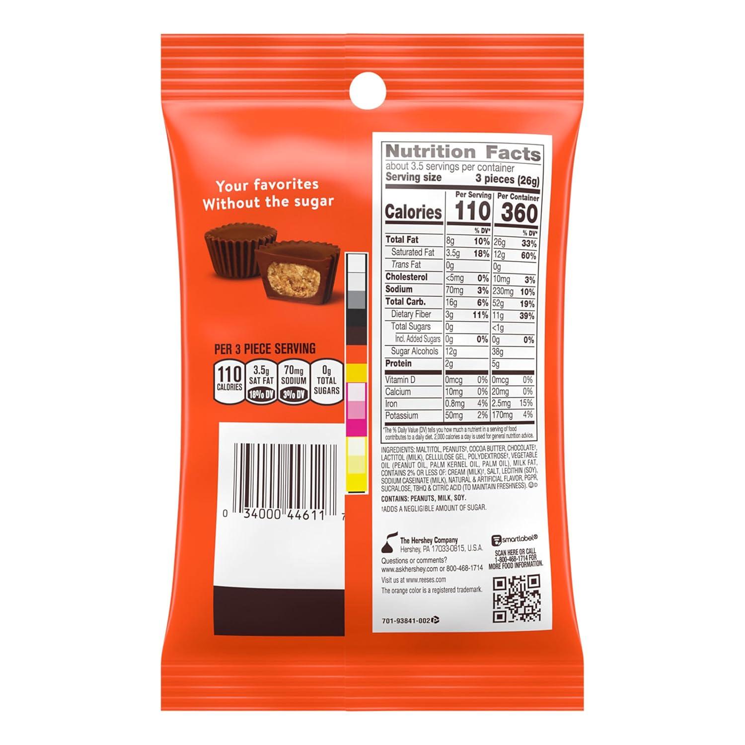 imageREESES Zero Sugar Miniatures Chocolate Peanut Butter Cups Candy Bags 3 oz 12 CountChocolate