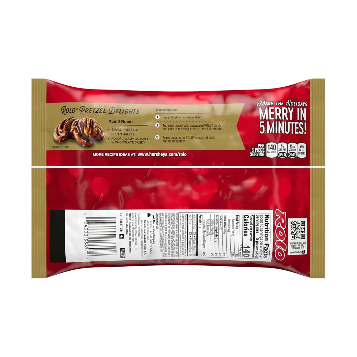 imageROLO Rich Chocolate Caramels Christmas Candy Bag 17 ozCaramel