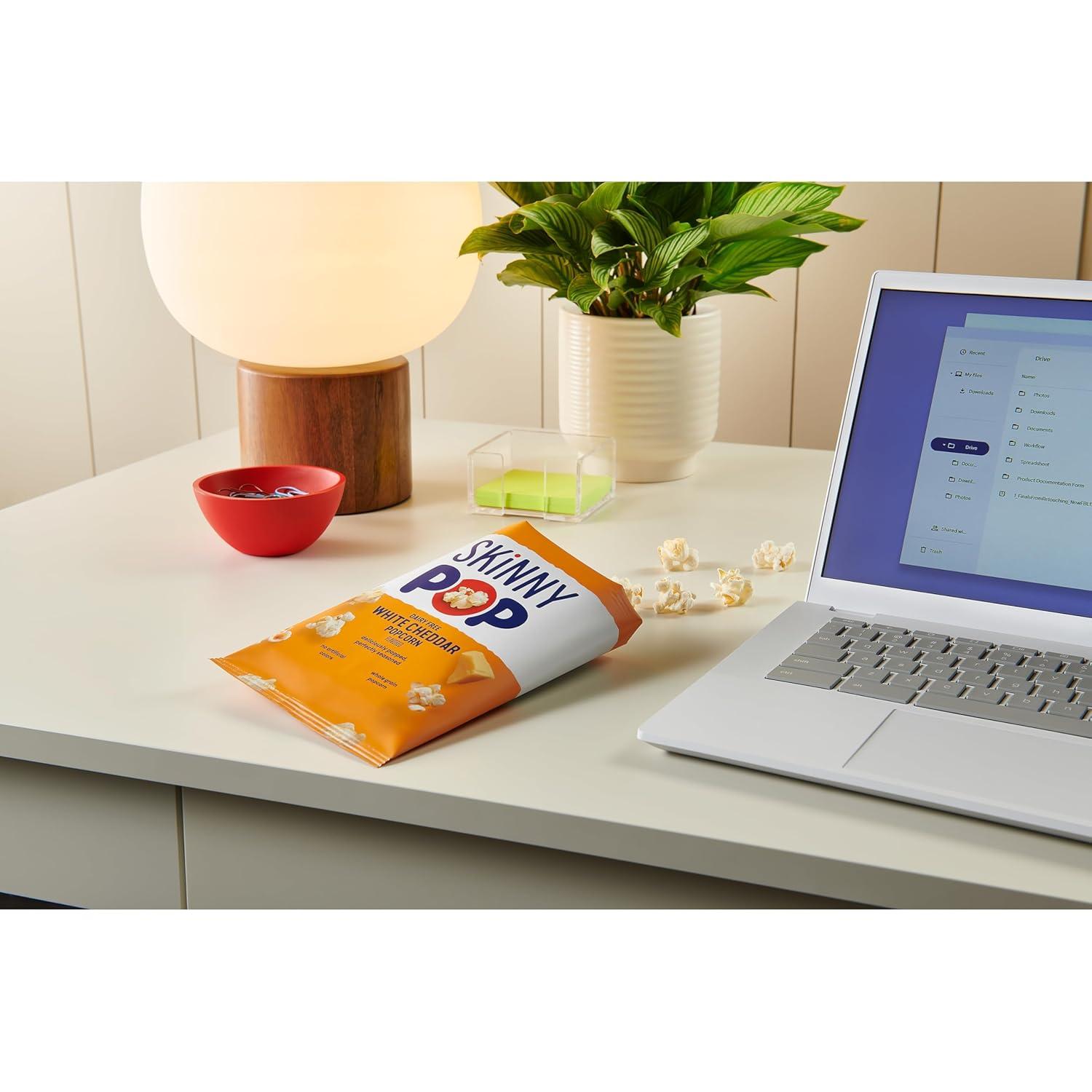 imageSkinnyPop Popcorn Original Whole Grain DairyFree Snack 065oz Bags 30ctOriginal  CheddarCheese