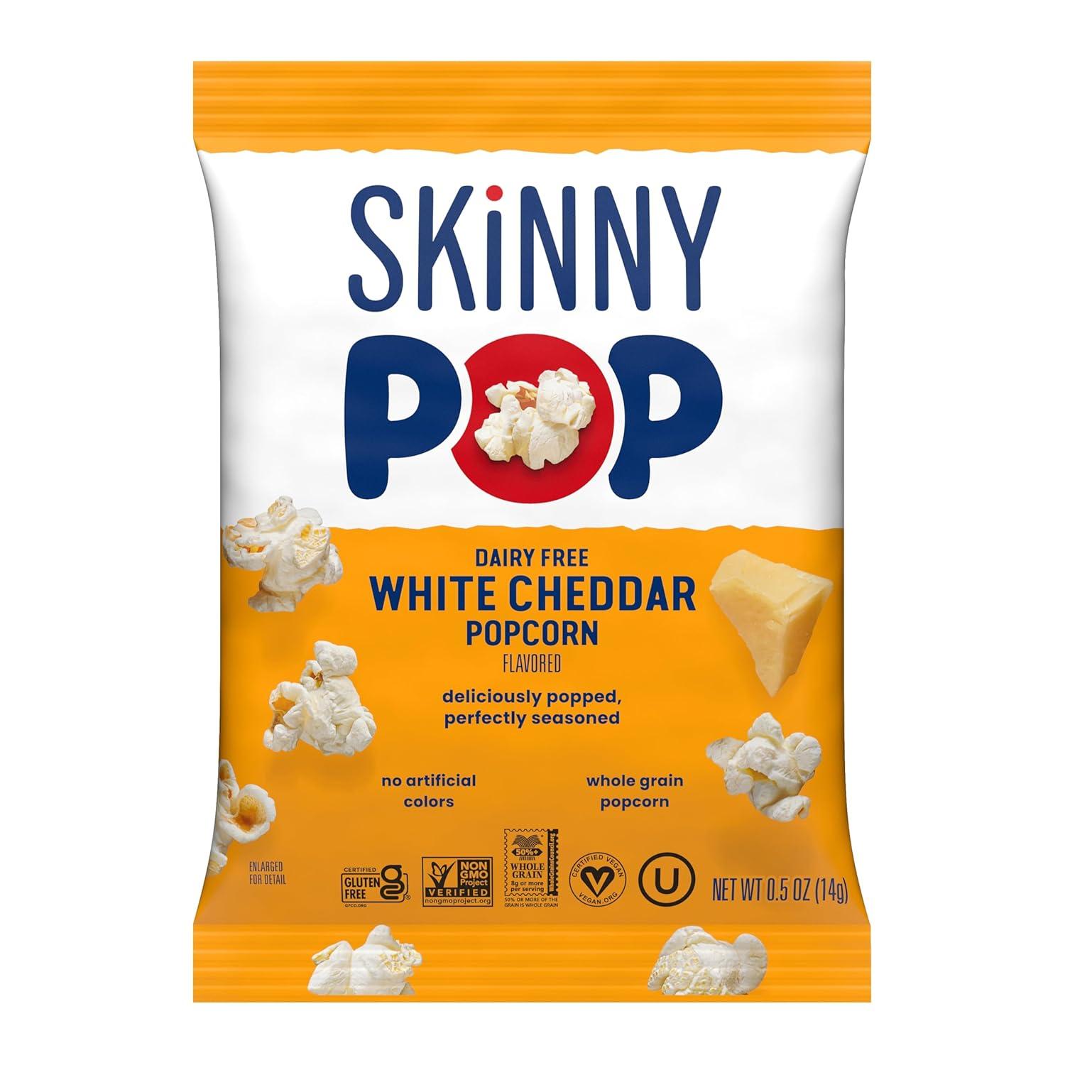 imageSkinnyPop Popcorn Original Whole Grain DairyFree Snack 065oz Bags 30ctOriginal  CheddarCheese