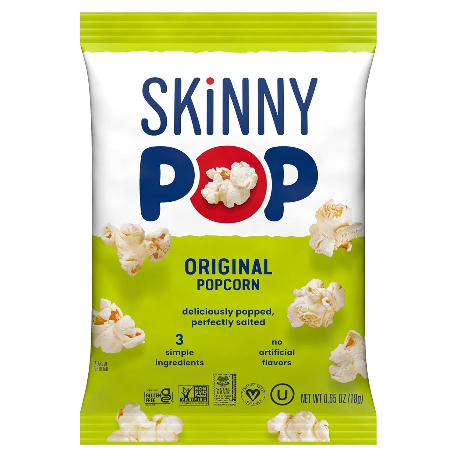 imageSkinnyPop Popcorn Original Whole Grain DairyFree Snack 065oz Bags 30ctOriginal
