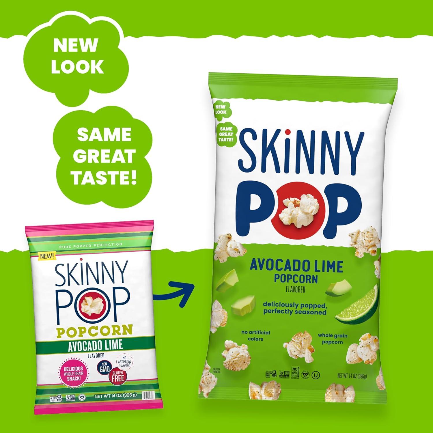 imageSkinnyPop Popcorn Original Whole Grain DairyFree Snack 44oz BagAvocado Lime