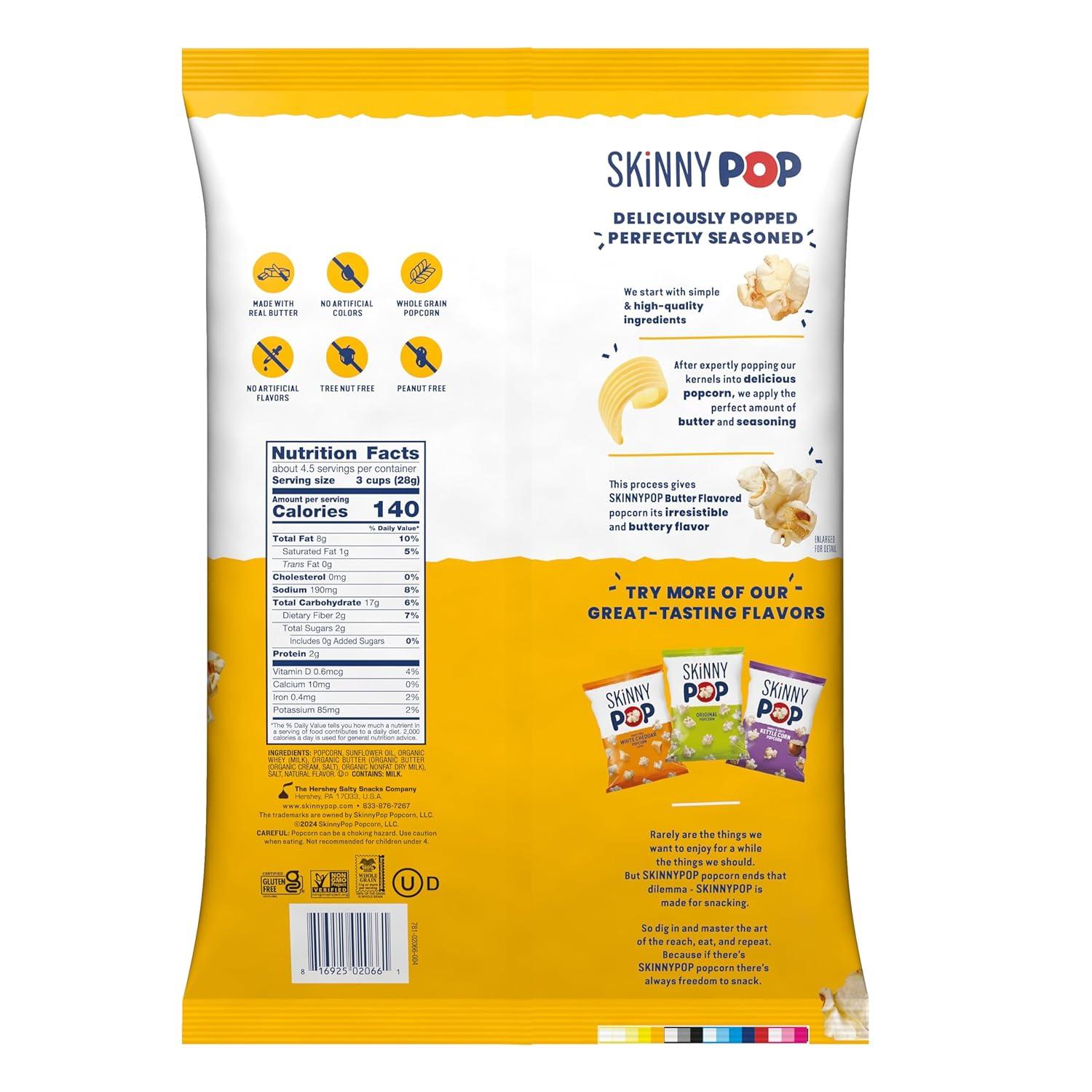 imageSkinnyPop Popcorn Original Whole Grain DairyFree Snack 44oz BagButter