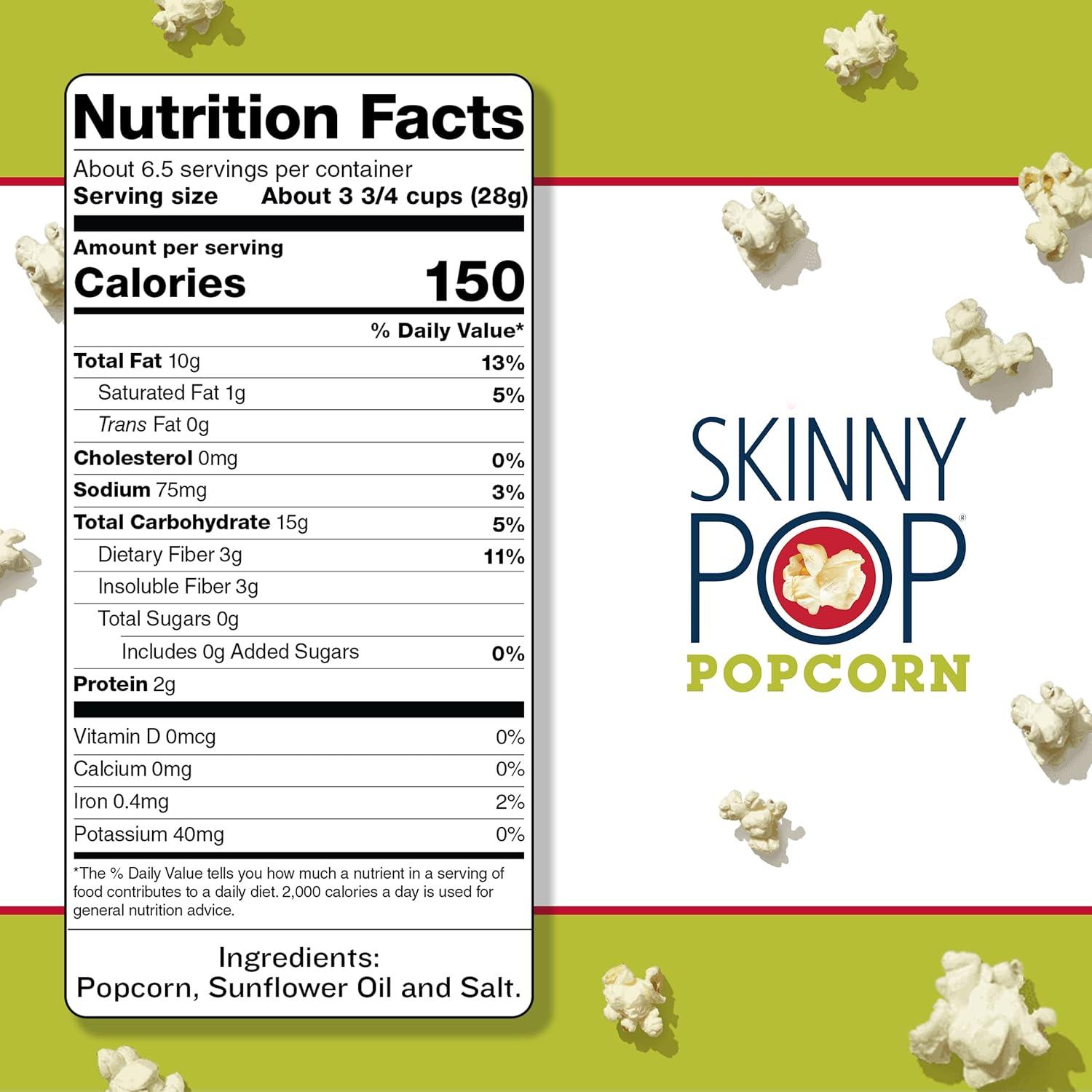 imageSkinnyPop Popcorn Original Whole Grain DairyFree Snack 44oz BagOriginal