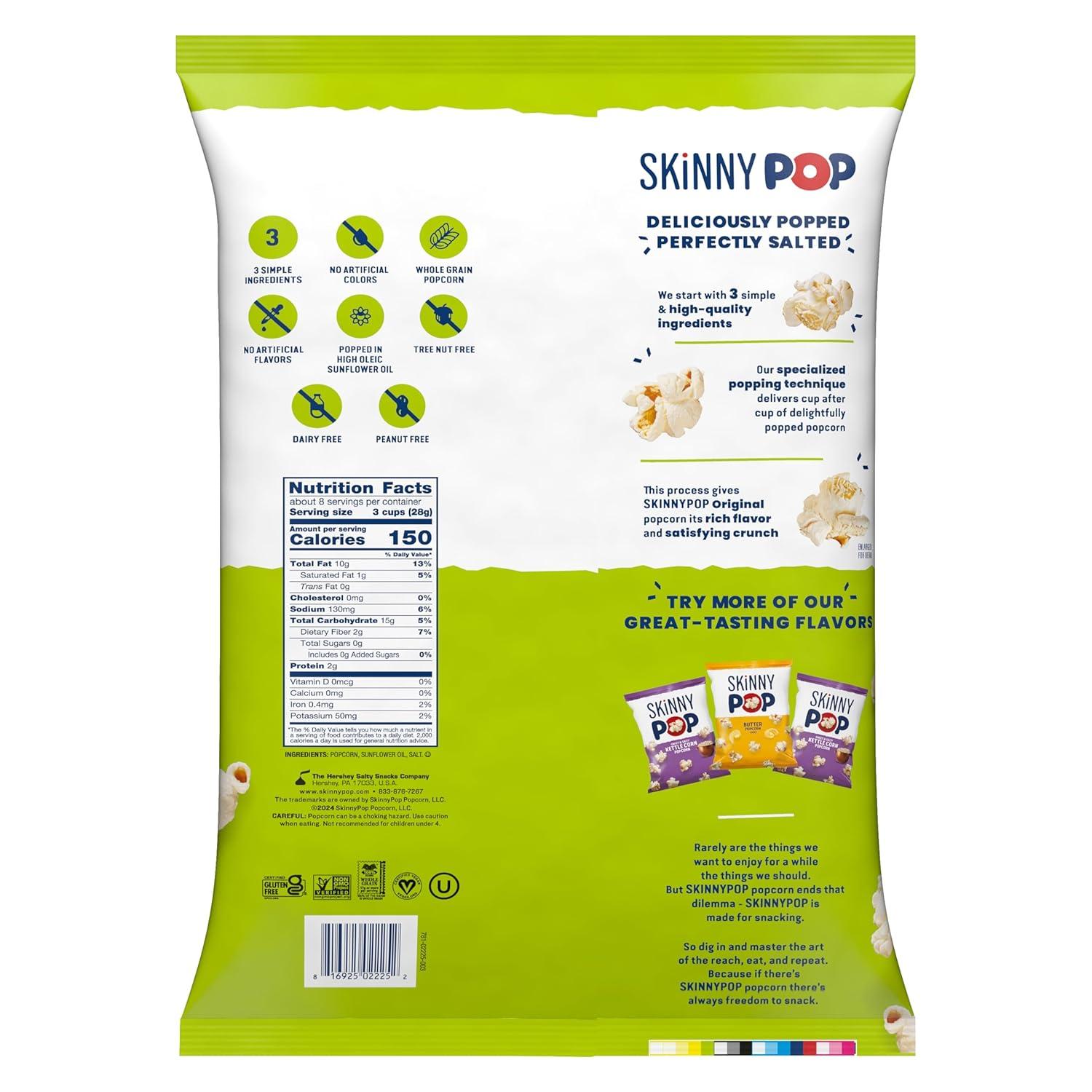 imageSkinnyPop Popcorn Original Whole Grain DairyFree Snack 44oz BagOriginal