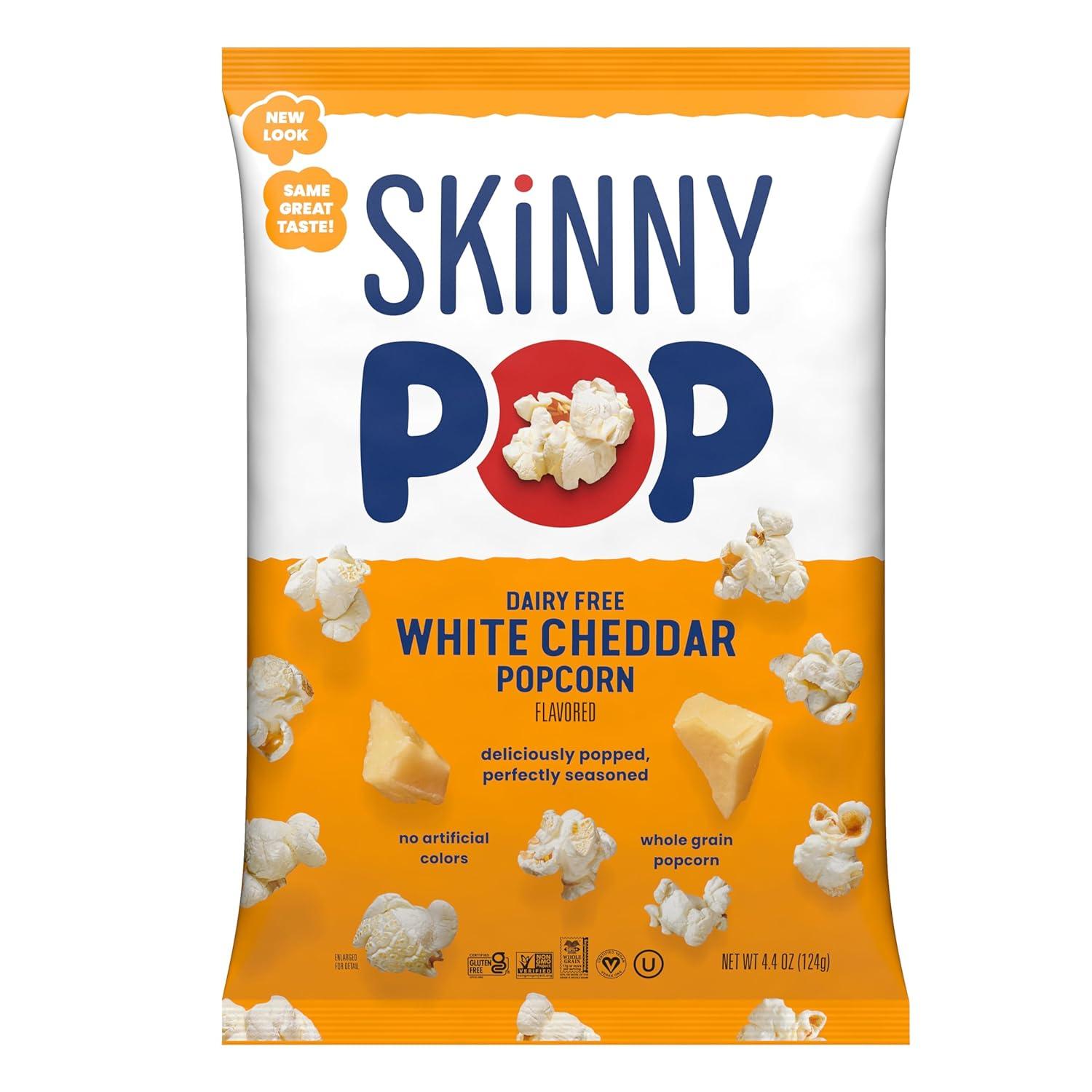 imageSkinnyPop Popcorn Original Whole Grain DairyFree Snack 44oz BagWhite Cheddar