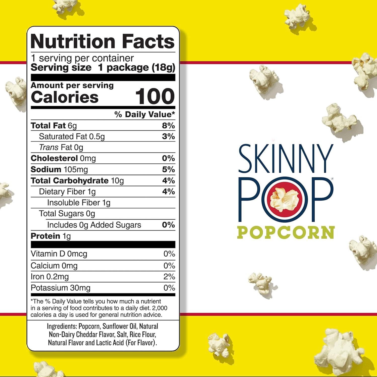 imageSkinnyPop Popcorn Original Whole Grain DairyFree Snack 44oz BagWhite Cheddar