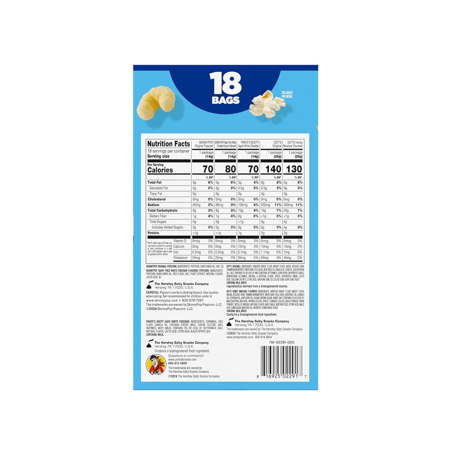 imageSkinnyPop Sweet ampamp Salty Variety Pack SkinnyPop Original and Kettle Corn Dots Cinnamon Sugar Pretzels Reeses Popcorn OntheGo Snacks Individually Sized Bags 15 CountFamily Favorites Multipack