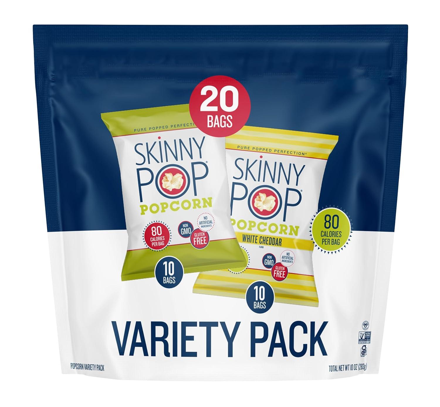 imageSkinnyPop Sweet ampamp Salty Variety Pack SkinnyPop Original and Kettle Corn Dots Cinnamon Sugar Pretzels Reeses Popcorn OntheGo Snacks Individually Sized Bags 15 CountOriginal  CheddarCheese