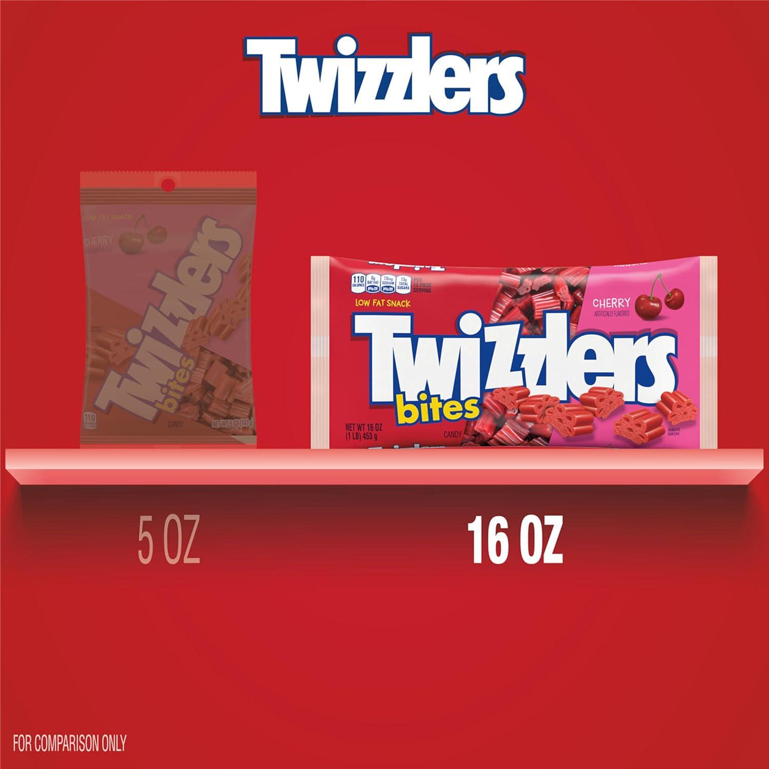 imageTWIZZLERS Bites Cherry Flavored Licorice Style Chewy Candy Bag 16 ozCherry