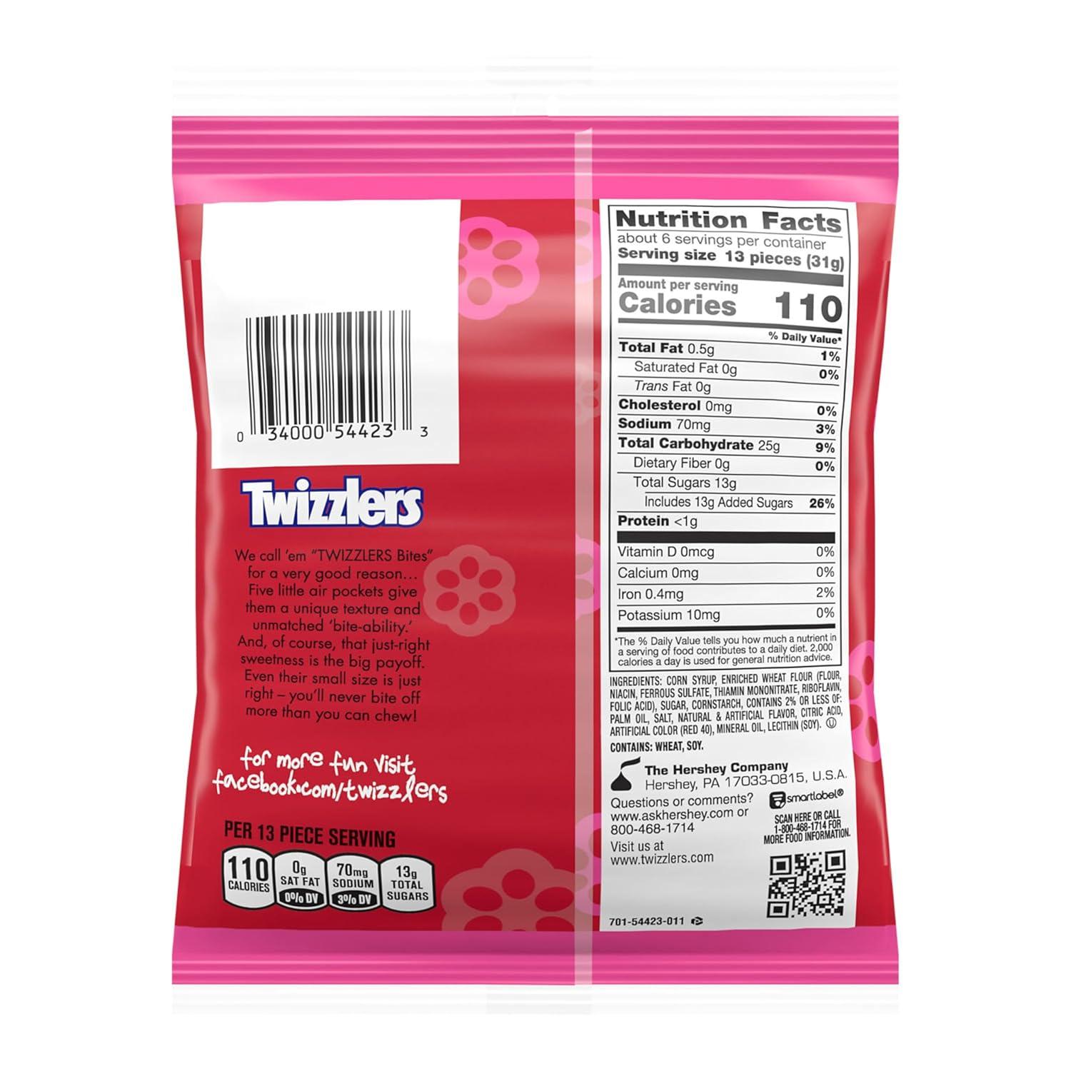 imageTWIZZLERS Bites Cherry Flavored Licorice Style Chewy Candy Bag 16 ozCherry
