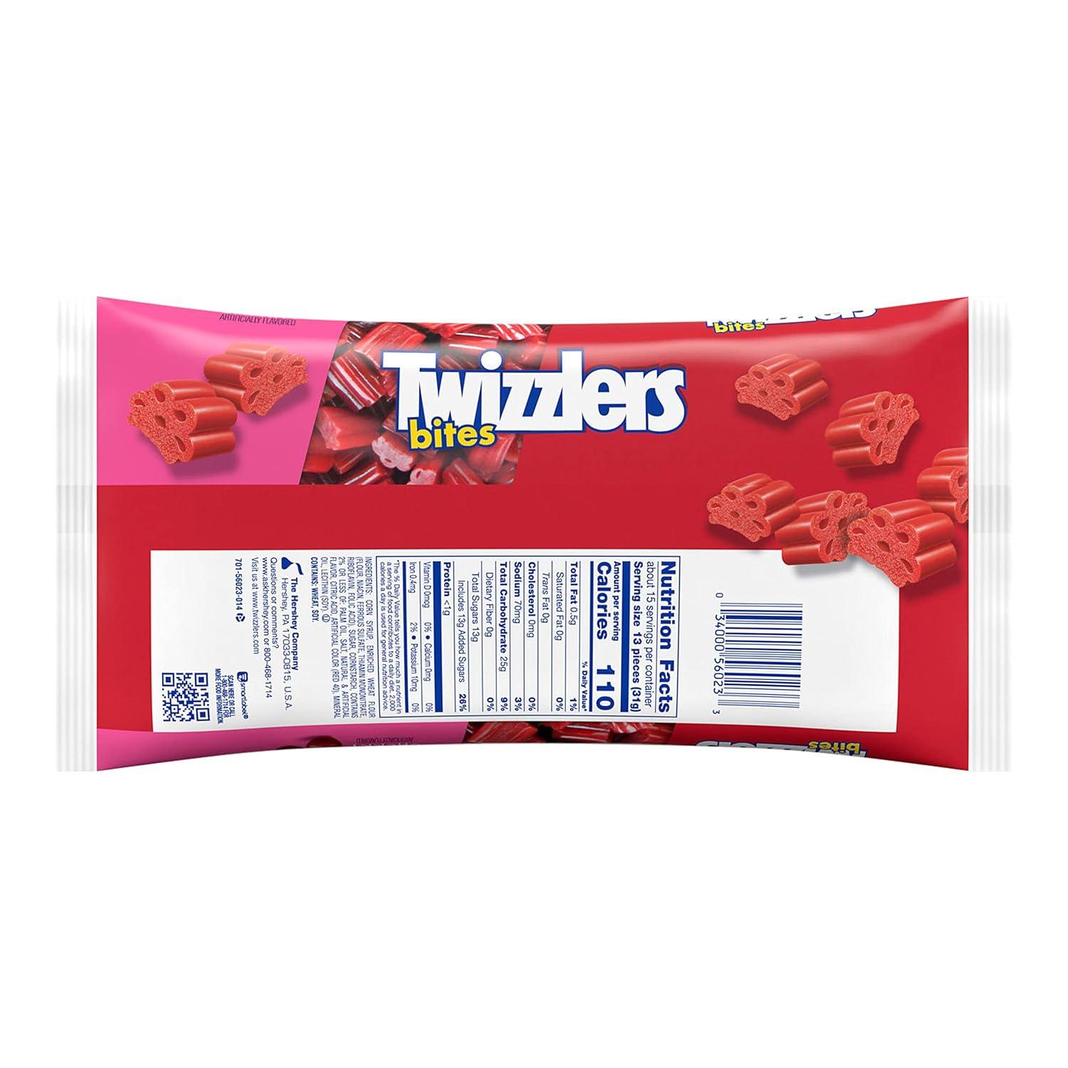 imageTWIZZLERS Bites Cherry Flavored Licorice Style Chewy Candy Bag 16 ozCherry