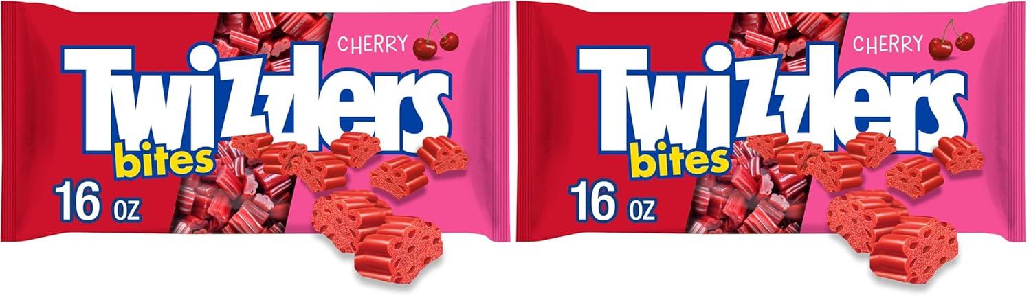 imageTWIZZLERS Bites Cherry Flavored Licorice Style Chewy Candy Bag 16 ozCherry