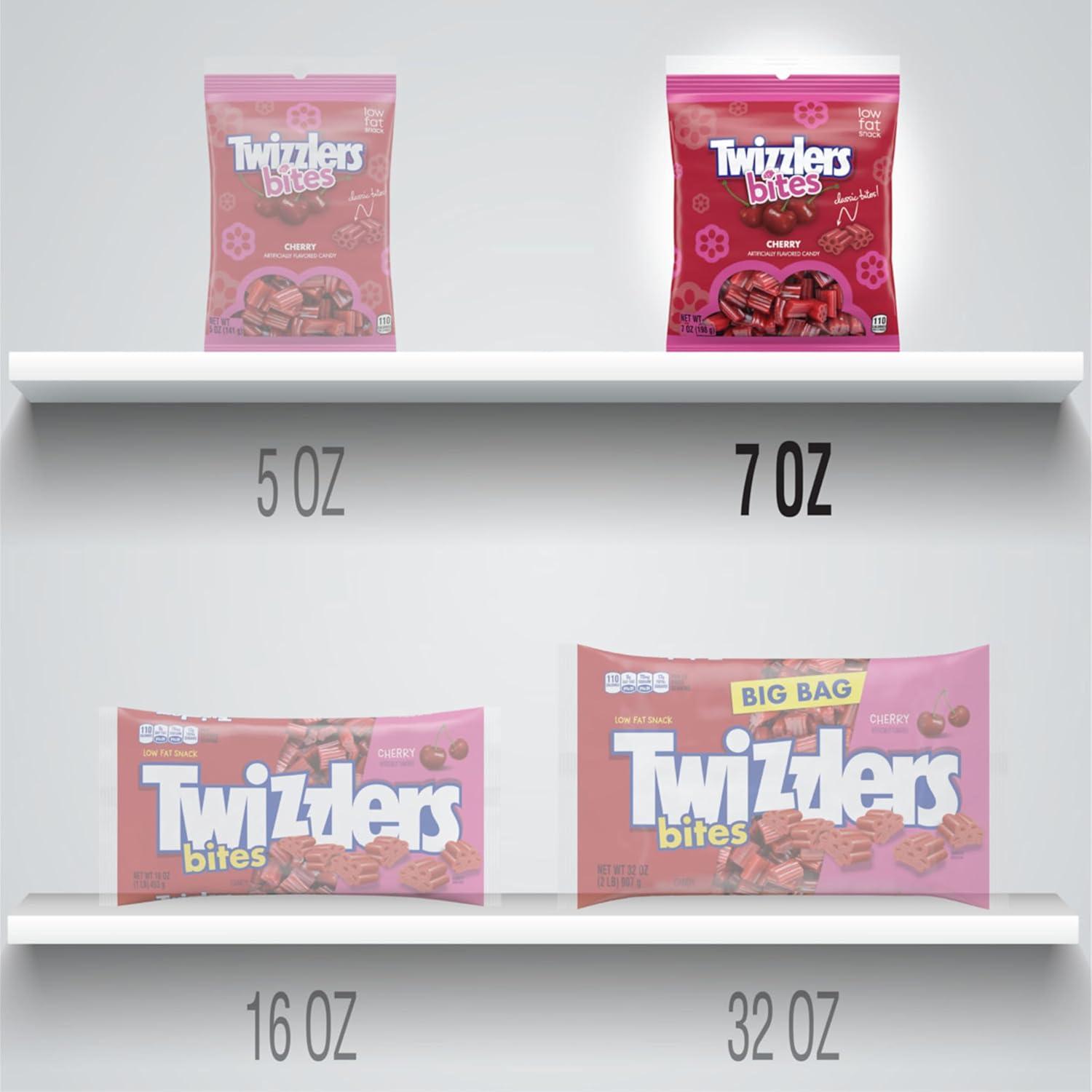 imageTWIZZLERS Bites Cherry Flavored Licorice Style Chewy Candy Bag 16 ozCherry