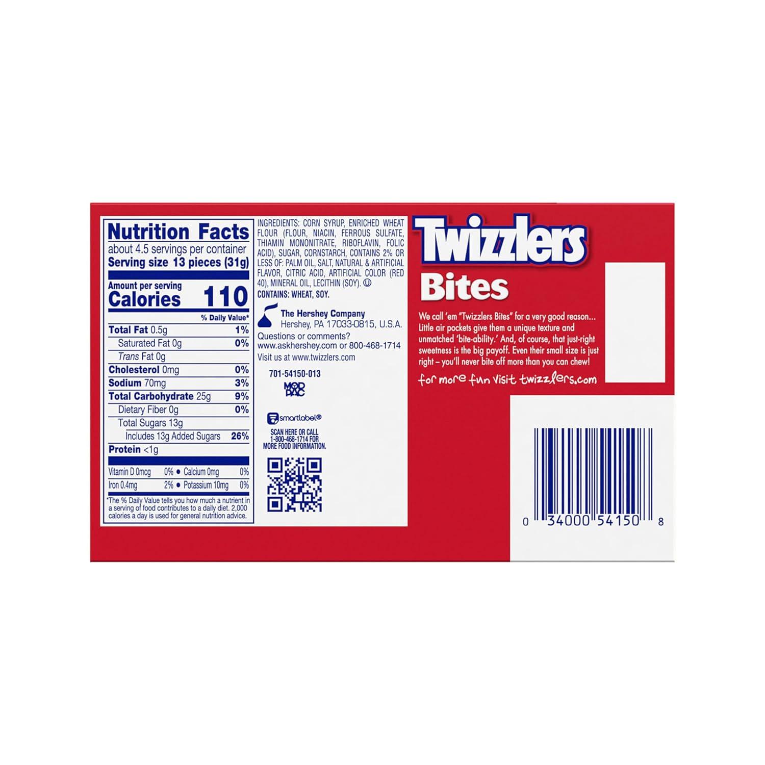 imageTWIZZLERS Bites Cherry Flavored Licorice Style Chewy Candy Boxes 5 oz 12 CountCherry Bites
