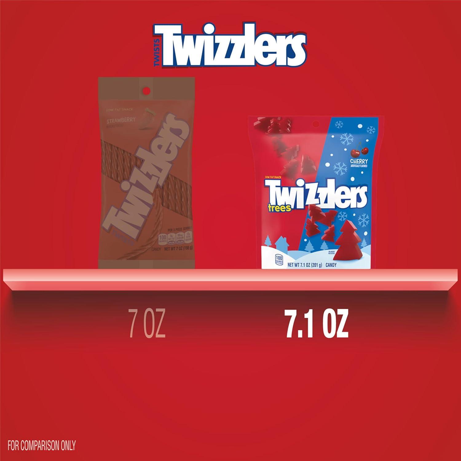 imageTWIZZLERS Cherry Flavored Trees Chewy Christmas Candy Bag 71 oz71 Ounce Pack of 2