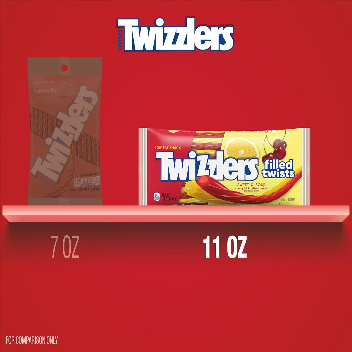 imageTWIZZLERS Filled Twists Orange Cream Pop Flavored Chewy Candy Bags 11 oz 12 CountRed