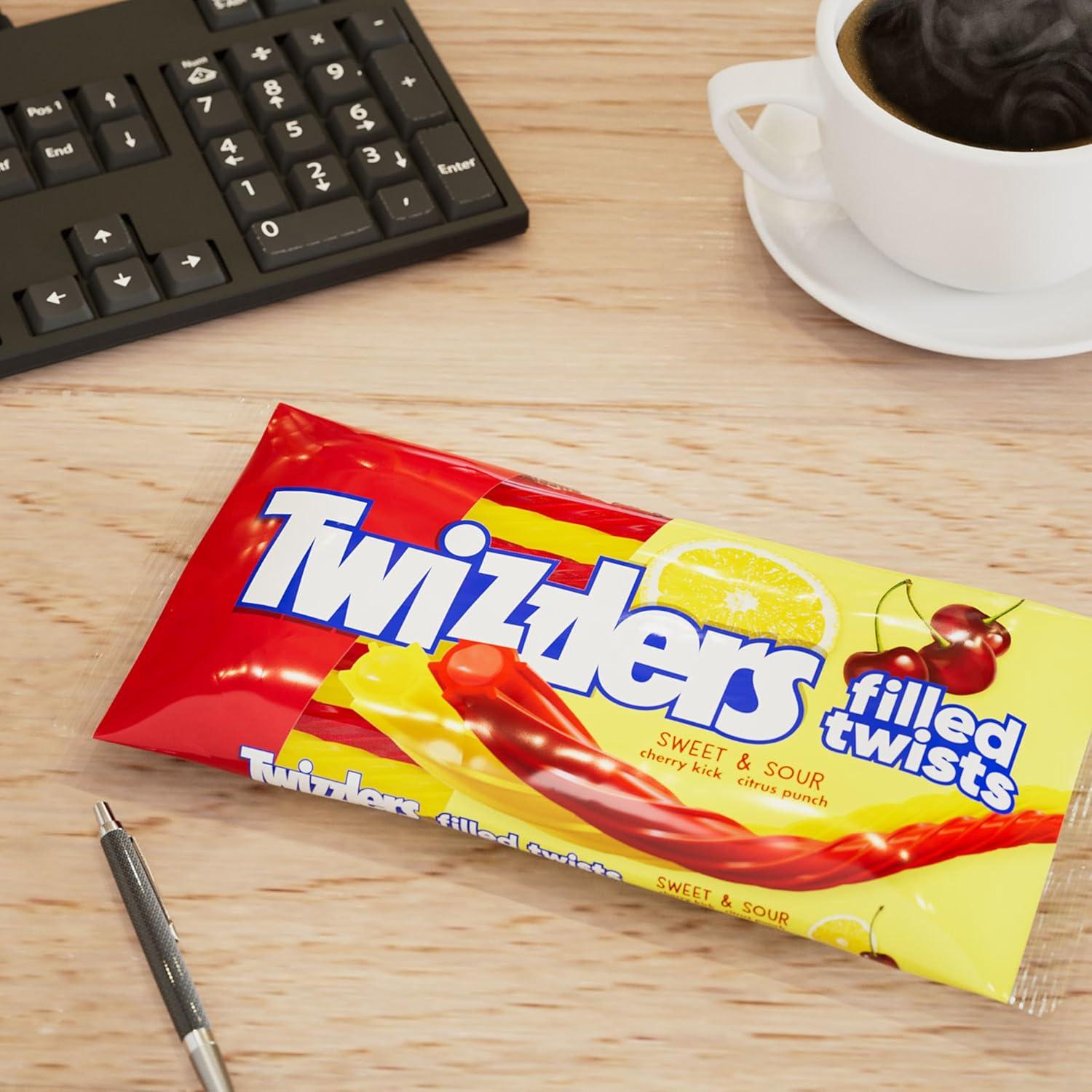 imageTWIZZLERS Filled Twists Orange Cream Pop Flavored Chewy Candy Bags 11 oz 12 CountRed