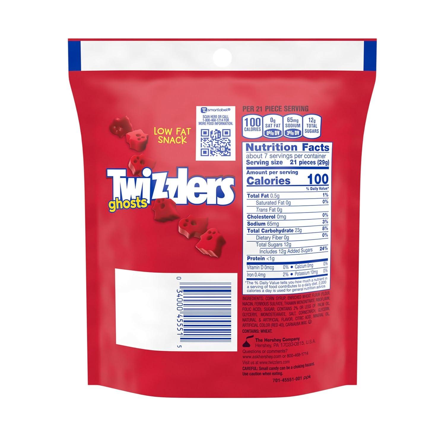 imageTWIZZLERS NIBS Cherry Flavored Licorice Style Chewy Candy Bags 6 oz 12 CountGhosts Cherry
