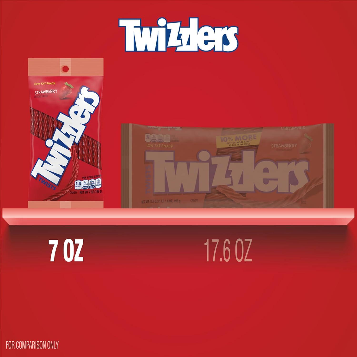 imageTWIZZLERS Twists Strawberry Candy Bags 7 oz 12 CountStrawberry