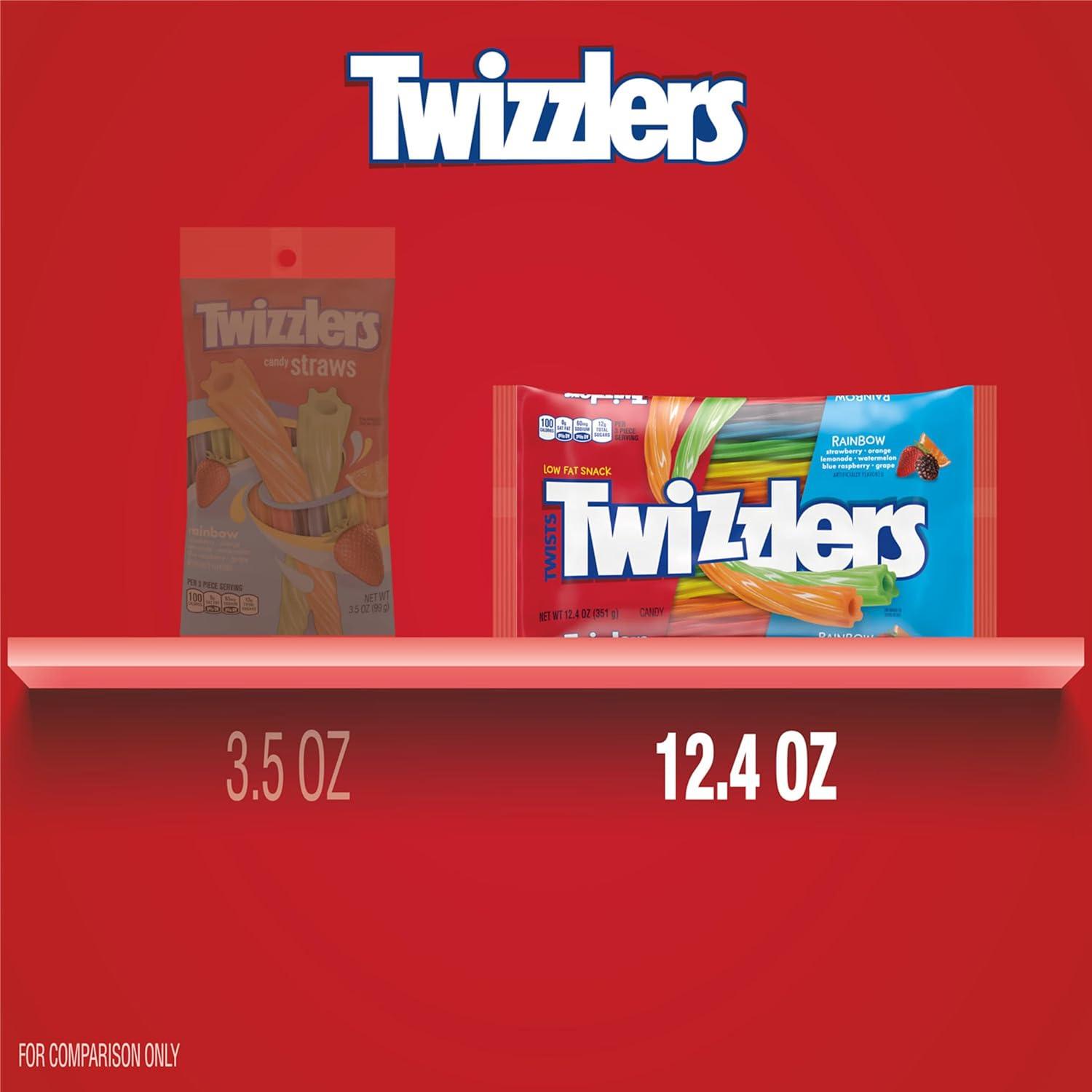imageTWIZZLERS Twists Strawberry Flavored King Size Chewy Candy Packs 5 oz 15 Count124 Ounce Pack of 6