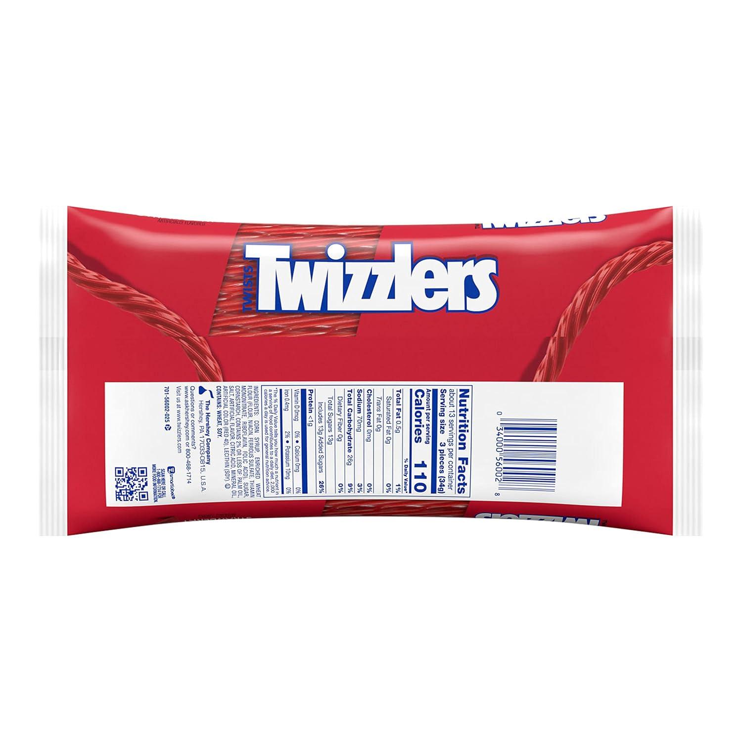 imageTWIZZLERS Twists Strawberry Flavored Licorice Style Chewy Candy Big Bag 32 ozStrawberry
