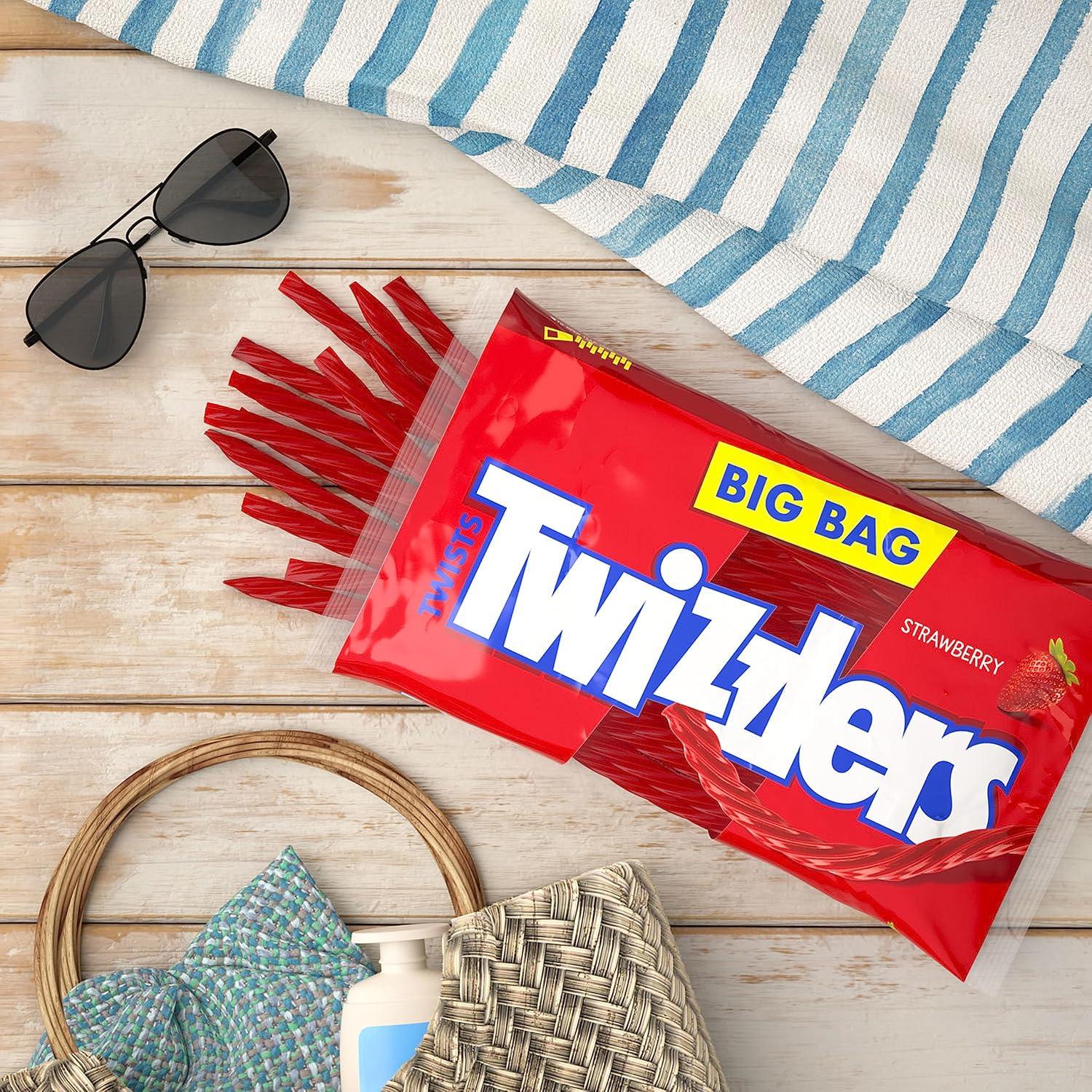 imageTWIZZLERS Twists Strawberry Flavored Licorice Style Chewy Candy Big Bag 32 ozStrawberry