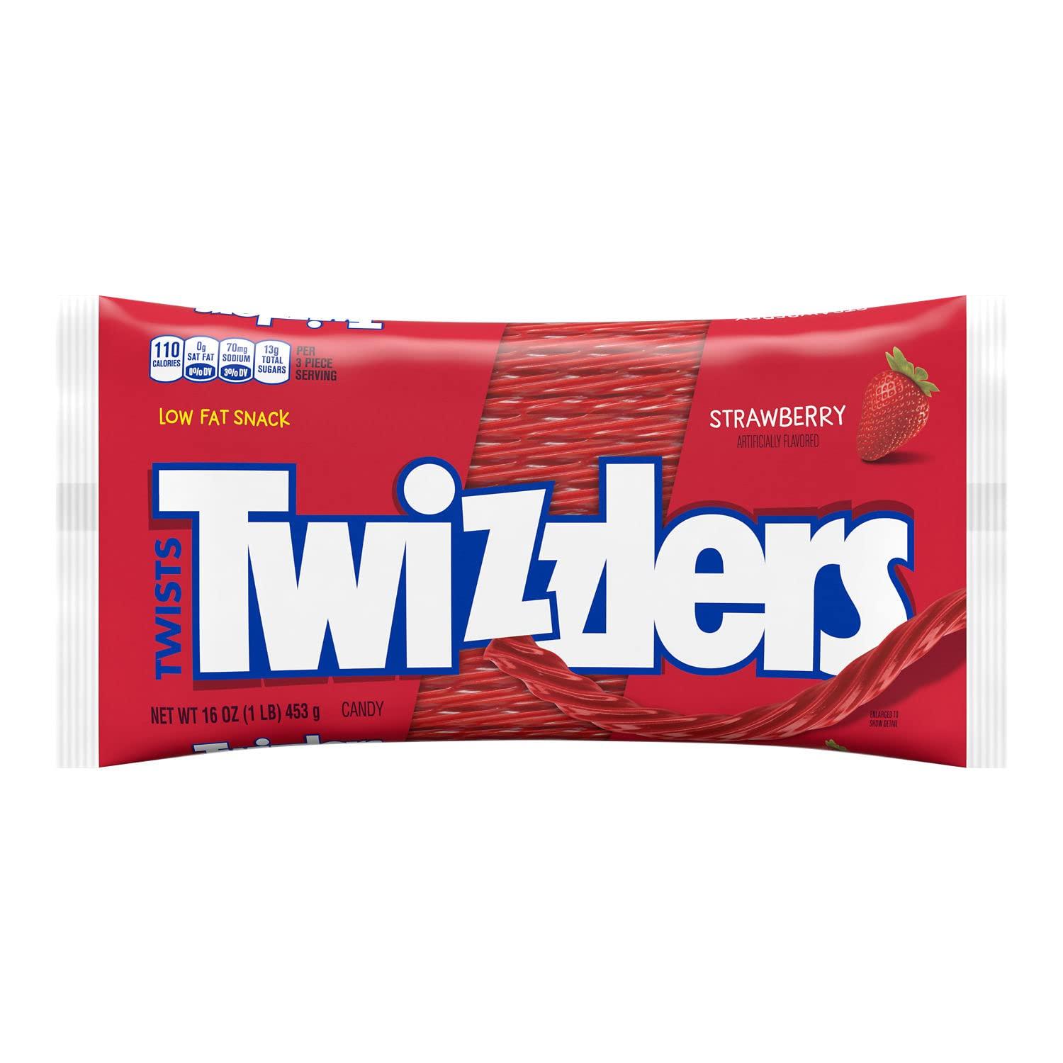imageTWIZZLERS Twists Strawberry Flavored Licorice Style Chewy Candy Big Bag 32 ozStrawberry