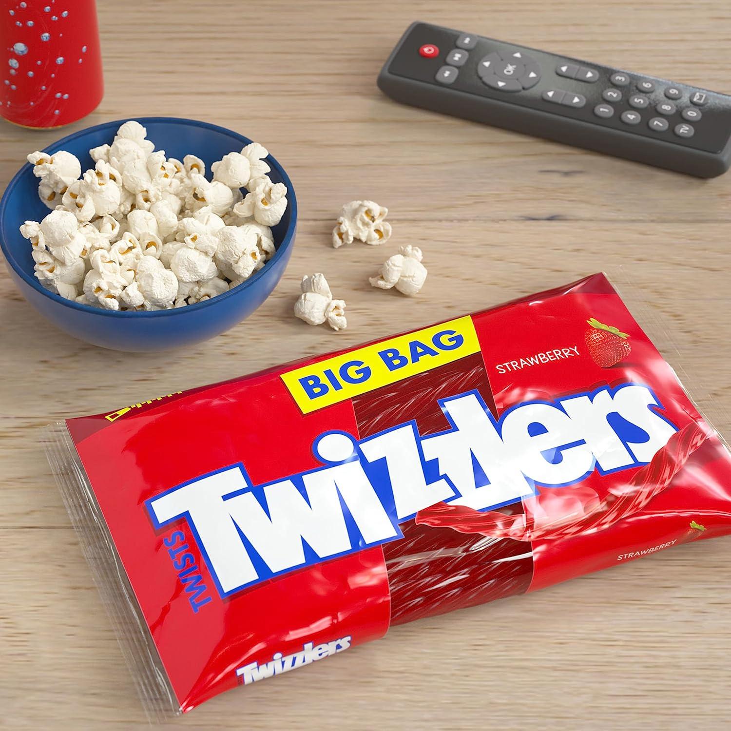 imageTWIZZLERS Twists Strawberry Flavored Licorice Style Chewy Candy Big Bag 32 ozStrawberry