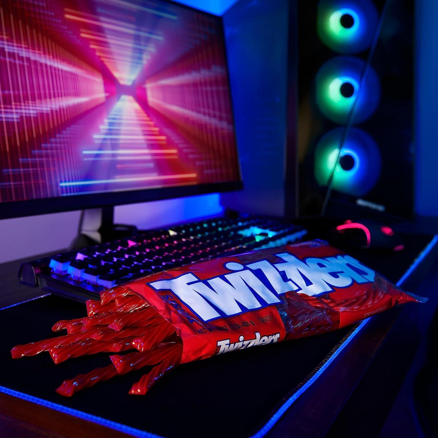 imageTWIZZLERS Twists Strawberry Flavored Licorice Style Chewy Candy Big Bag 32 ozStrawberry