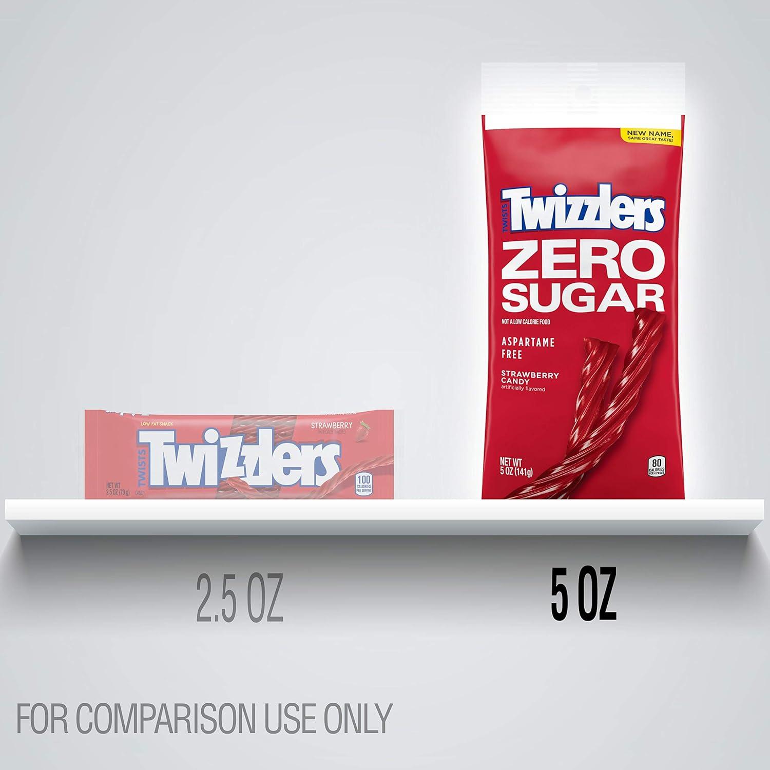 imageTWIZZLERS Zero Sugar Twists Strawberry Flavored Licorice Style Chewy Candy Bags 5 oz 12 CountStrawberry