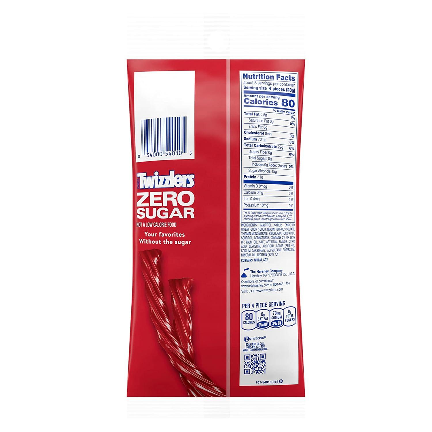 imageTWIZZLERS Zero Sugar Twists Strawberry Flavored Licorice Style Chewy Candy Bags 5 oz 12 CountSugar Free Strawberry