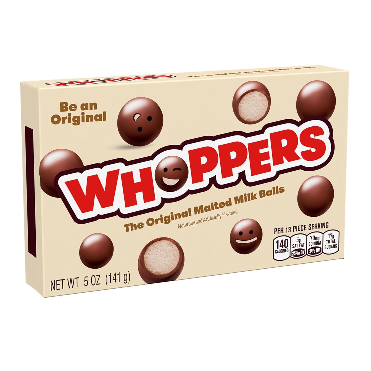 imageWhoppers Malted Milk Balls Milk Chocolate Pieces 5 oz 12Box HEC02440Milk Chocolate
