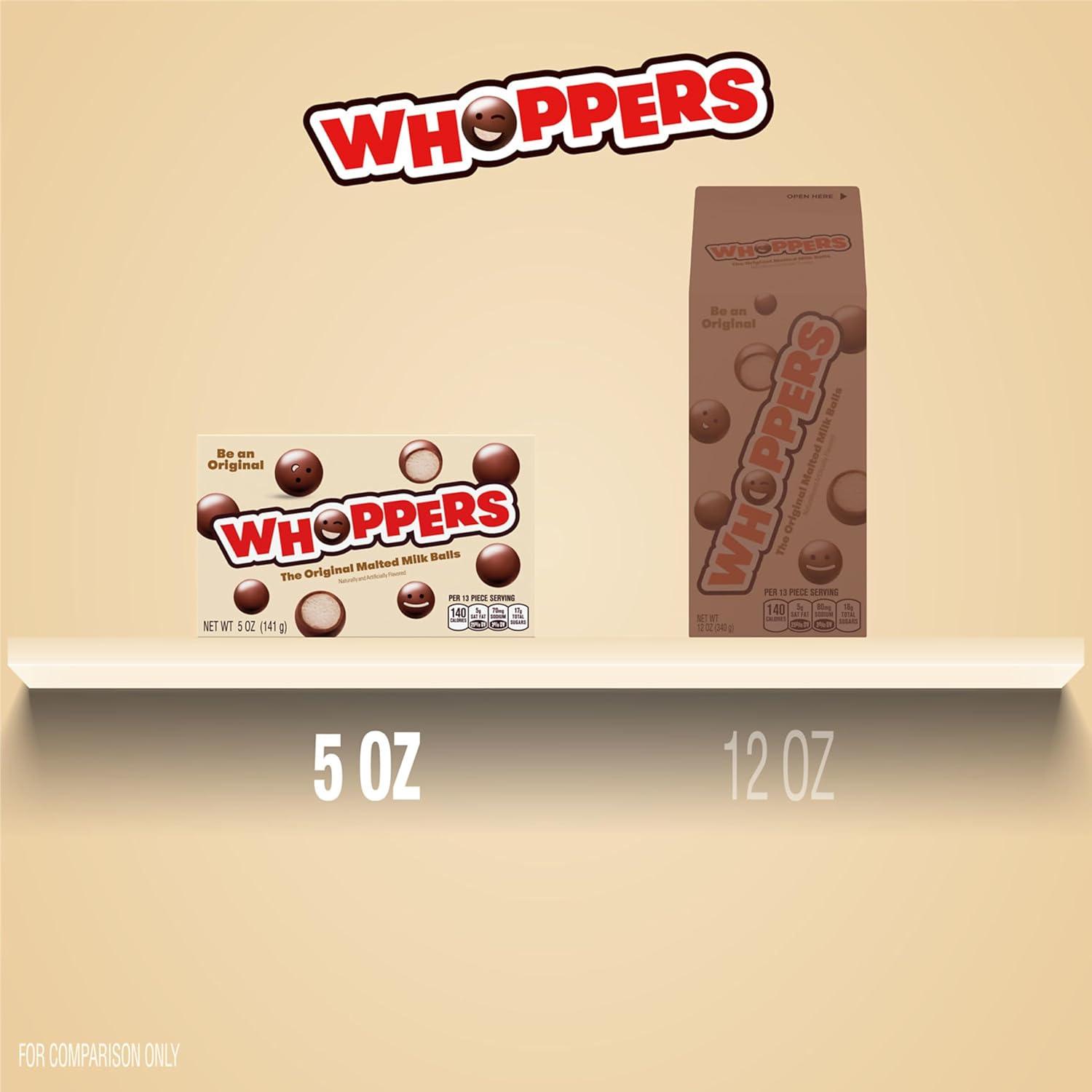 imageWhoppers Malted Milk Balls Milk Chocolate Pieces 5 oz 12Box HEC02440Milk Chocolate