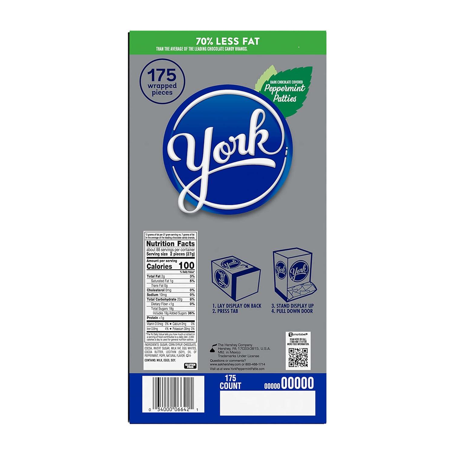 imageYORK Dark Chocolate Peppermint Patties Candy Bulk Box 84 oz 175 PiecesPeppermint