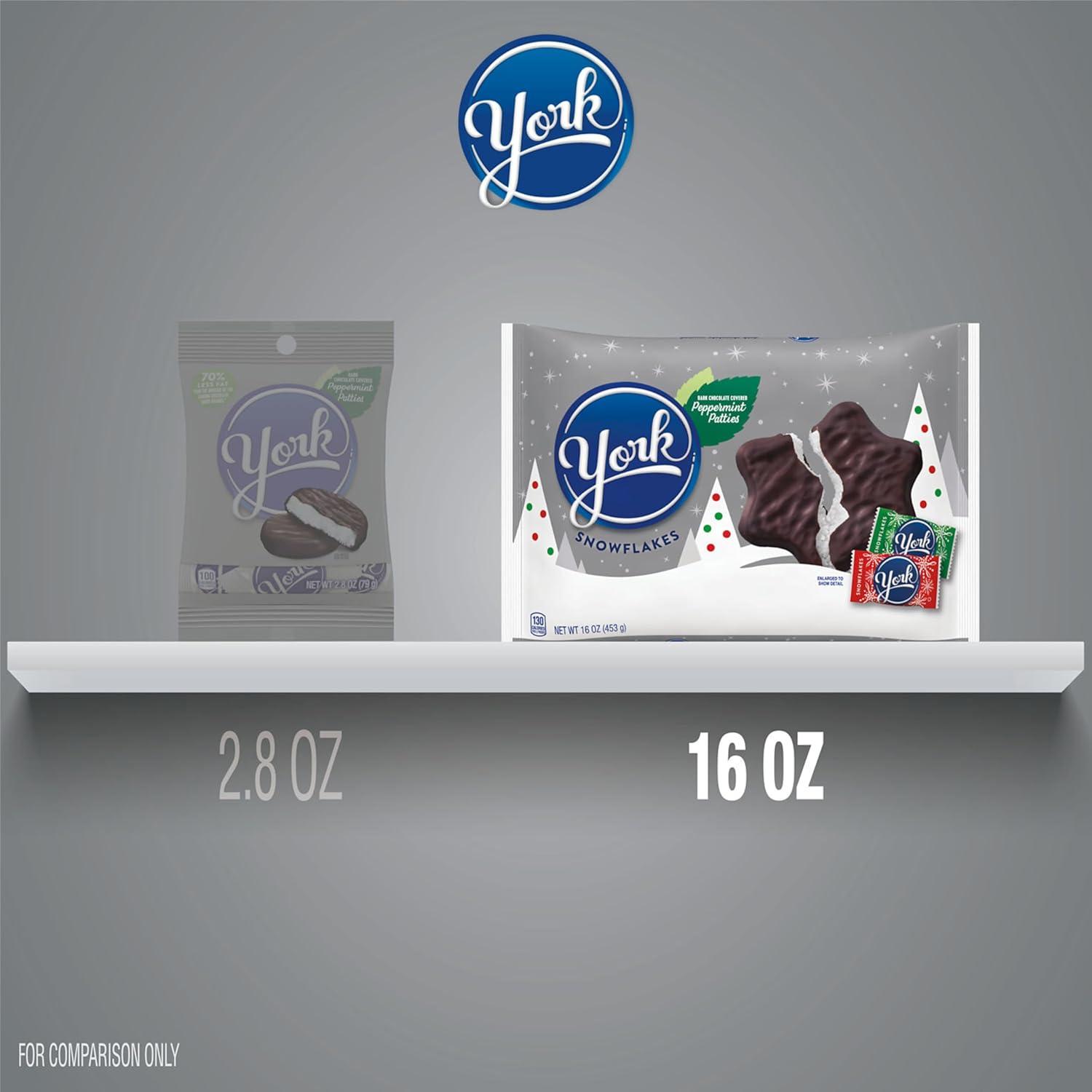 imageYORK Dark Chocolate Peppermint Patties Snowflakes Christmas Candy Bag 16 ozDark Chocolate