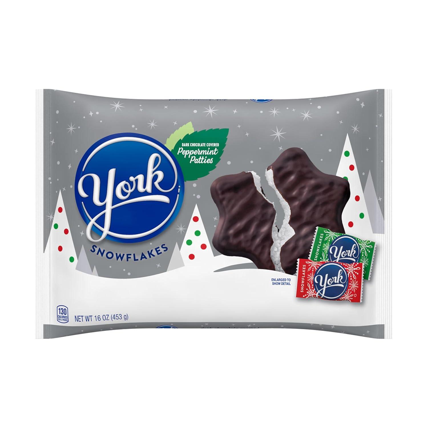 imageYORK Dark Chocolate Peppermint Patties Snowflakes Christmas Candy Bag 16 ozDark Chocolate