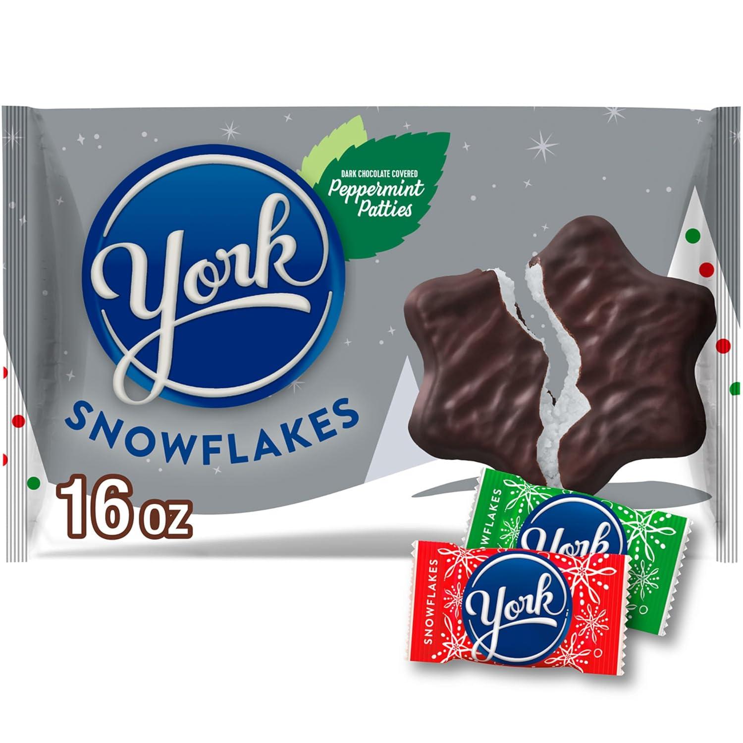 imageYORK Dark Chocolate Peppermint Patties Snowflakes Christmas Candy Bag 16 ozDark Chocolate