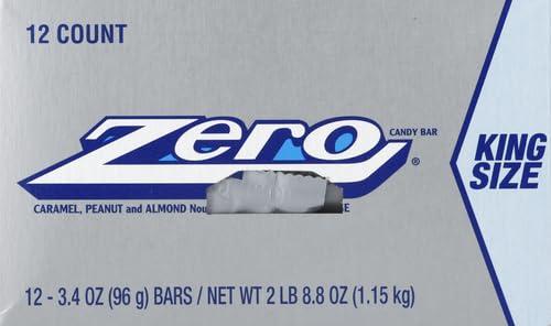 imageZERO White Fudge Caramel Peanut and Almond Nougat King Size Candy Bulk Individually Wrapped 34 oz Bars 12 Count