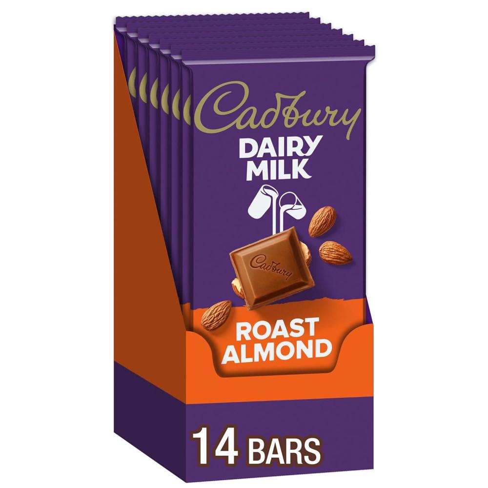 imageCADBURY DAIRY MILK Roast Almond Milk Chocolate Candy Bars 35 oz 14 Count
