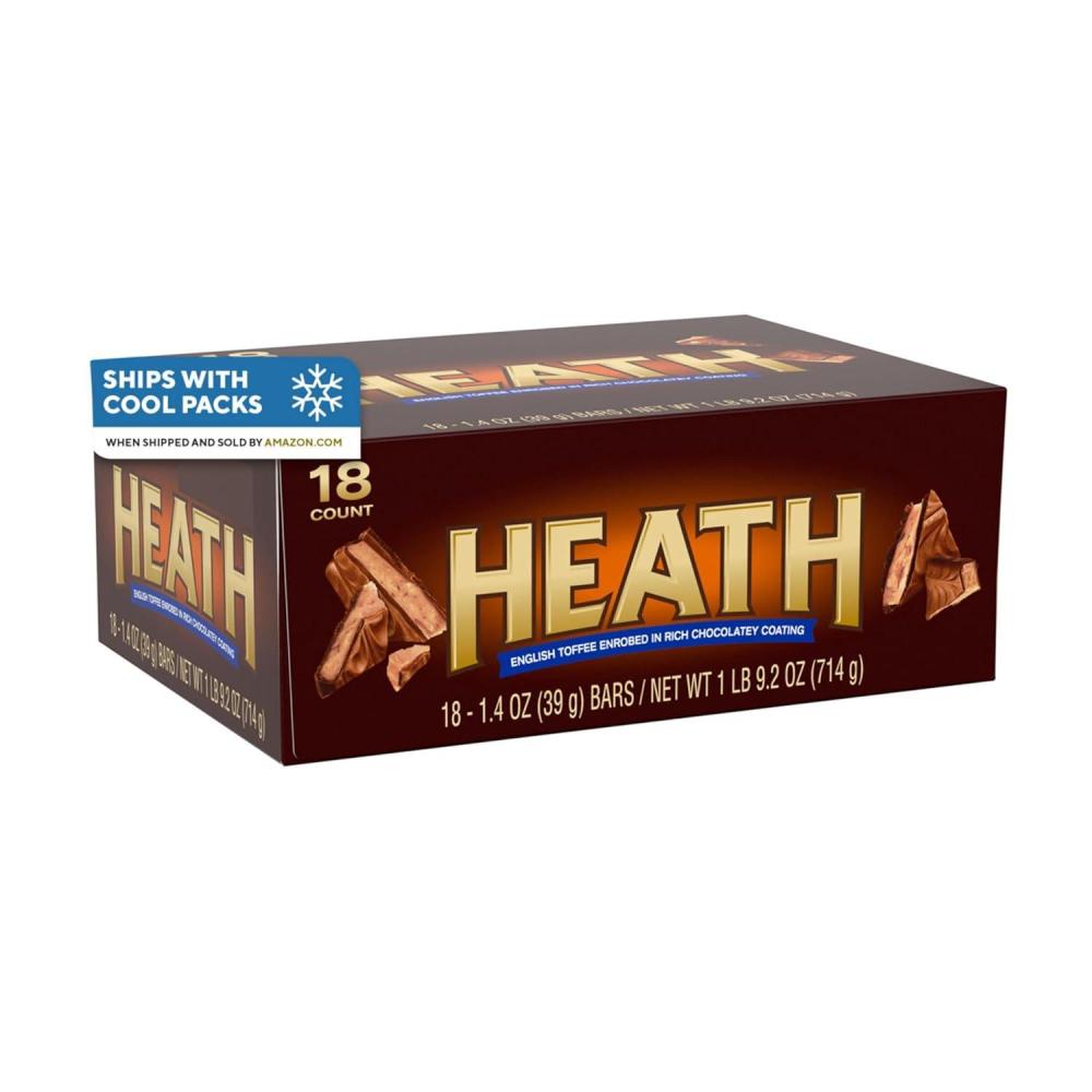 imageHEATH Chocolatey English Toffee Candy Bars 14 oz 18 Count14 Ounce Pack of 18