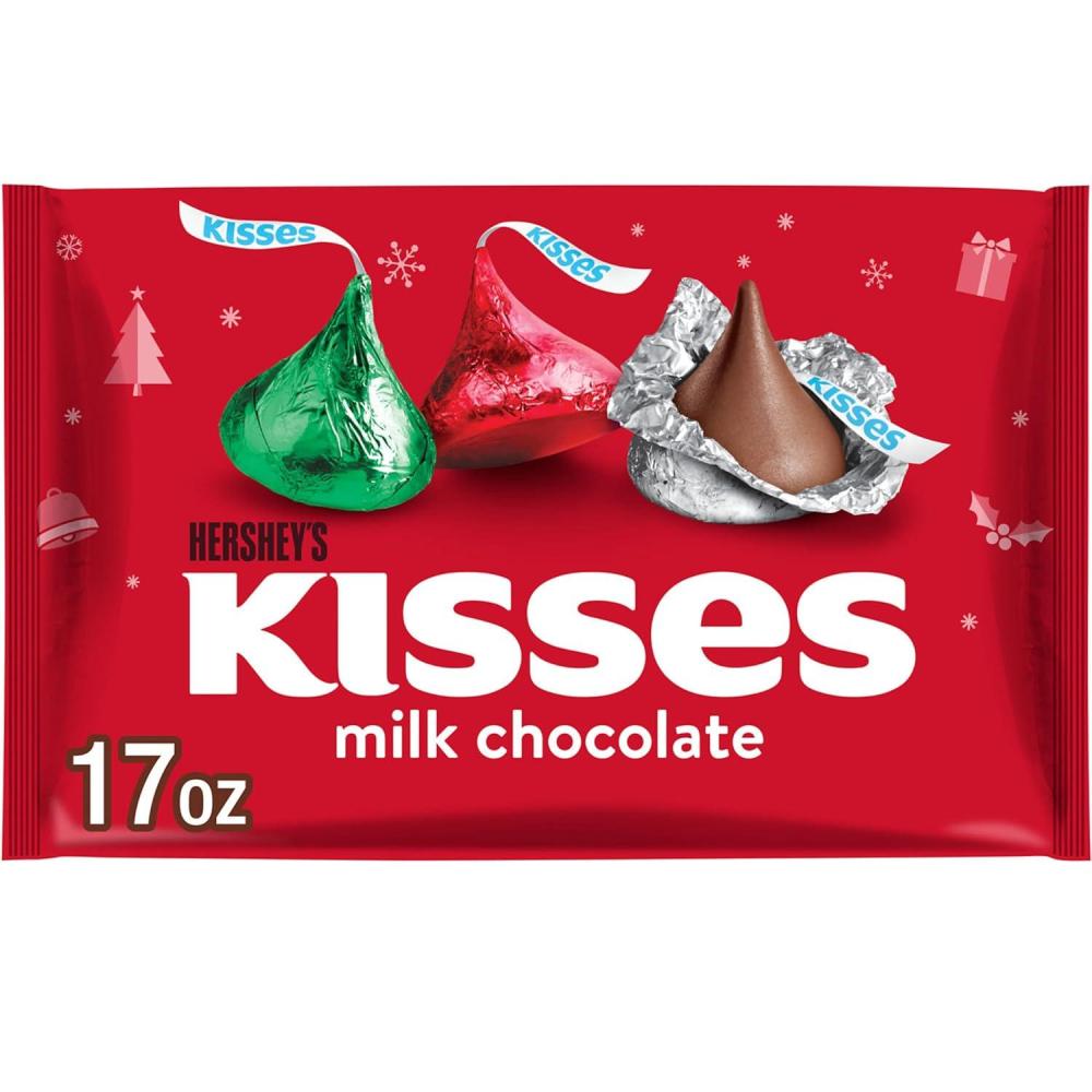 imageHERSHEYS KISSES Milk Chocolate Christmas Candy Bag 17 oz