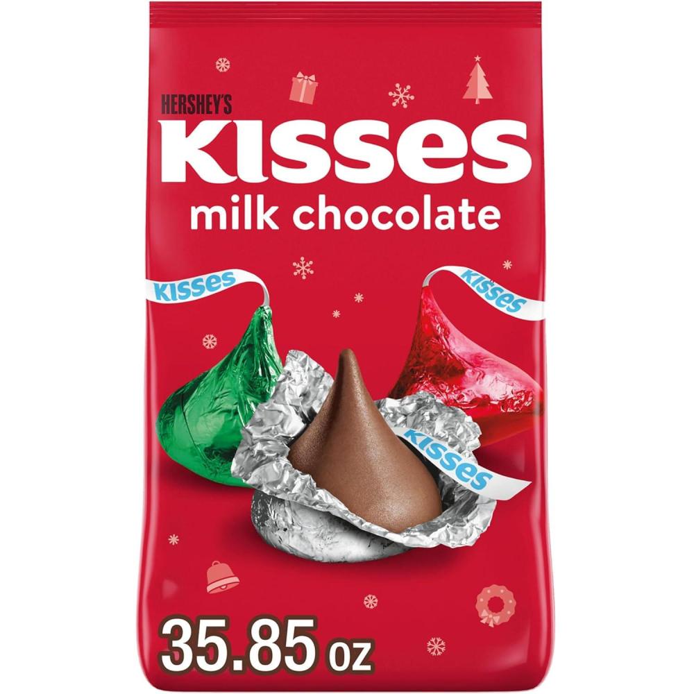 imageHERSHEYS KISSES Milk Chocolate Christmas Candy Bulk Bag 3585 oz