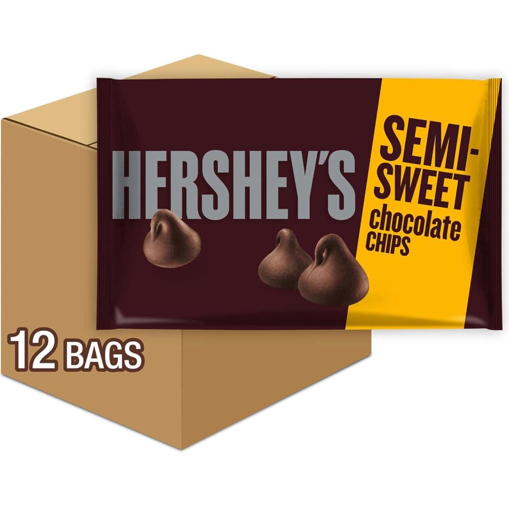 imageHERSHEYS Semi Sweet Chocolate Baking Chips Bags 12 oz 12 CountSemiSweet Milk Chocolate